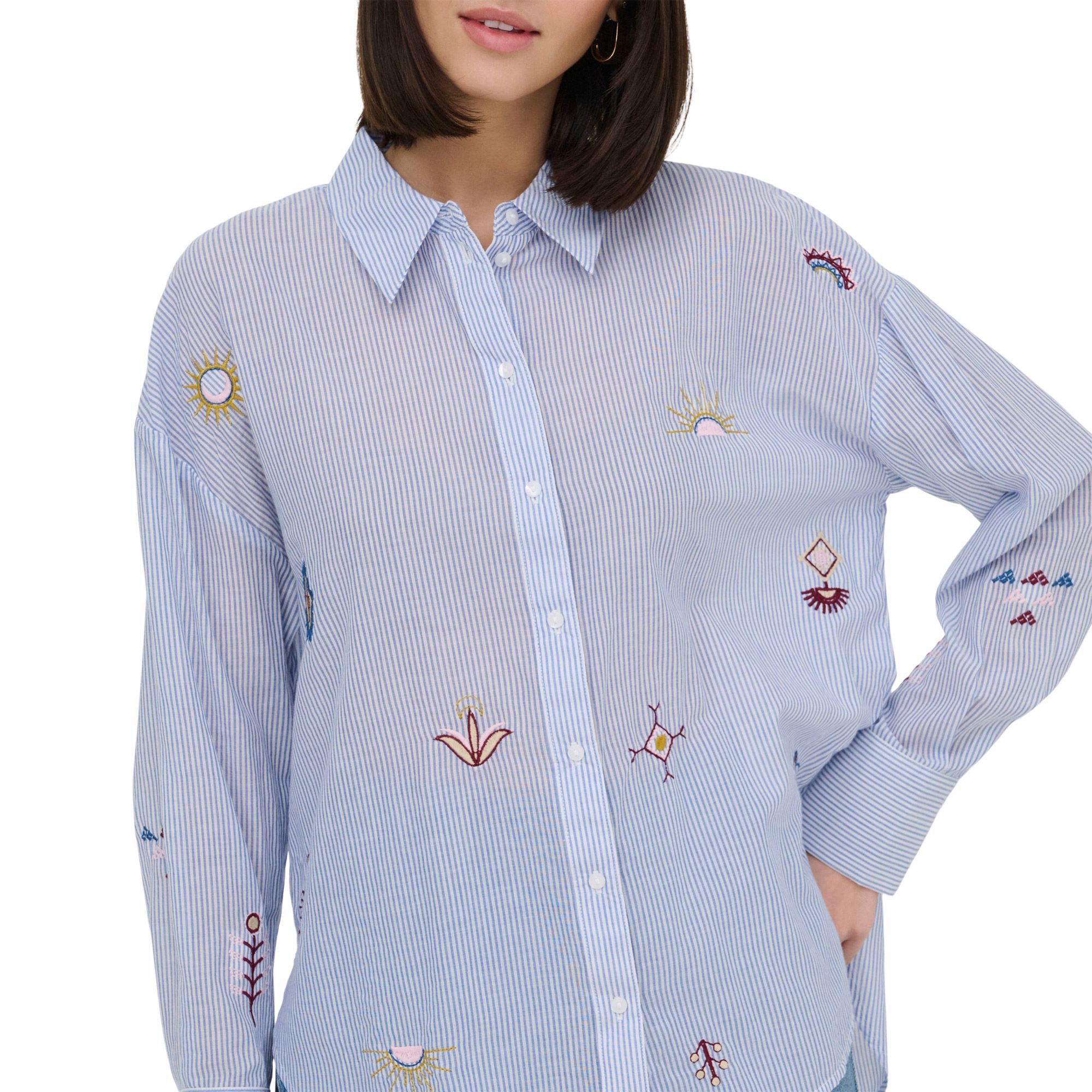 JDY Paige LS Loose Embossed Woven Blouse Dames
