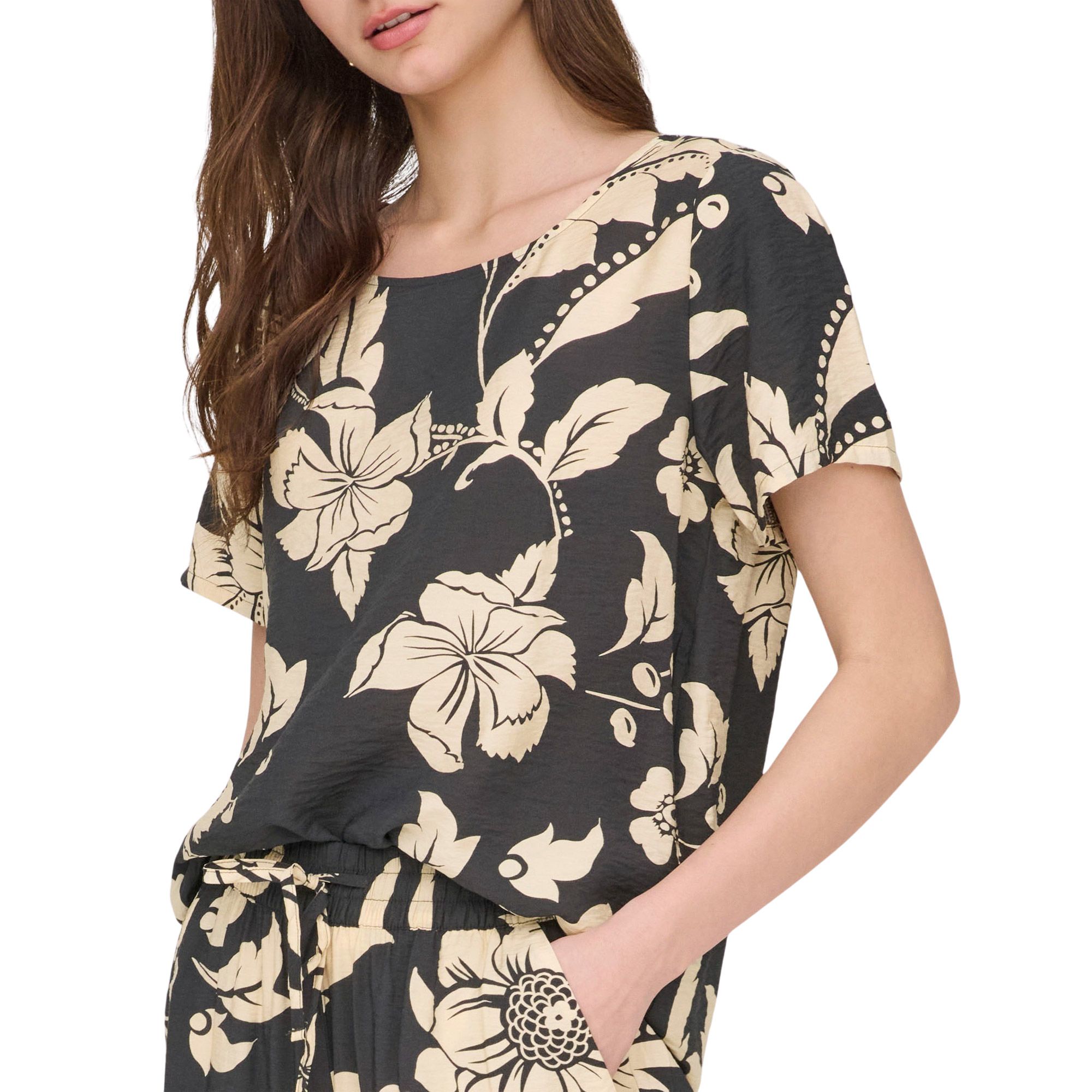 JDY Troya Life Crew Woven T-shirt Dames