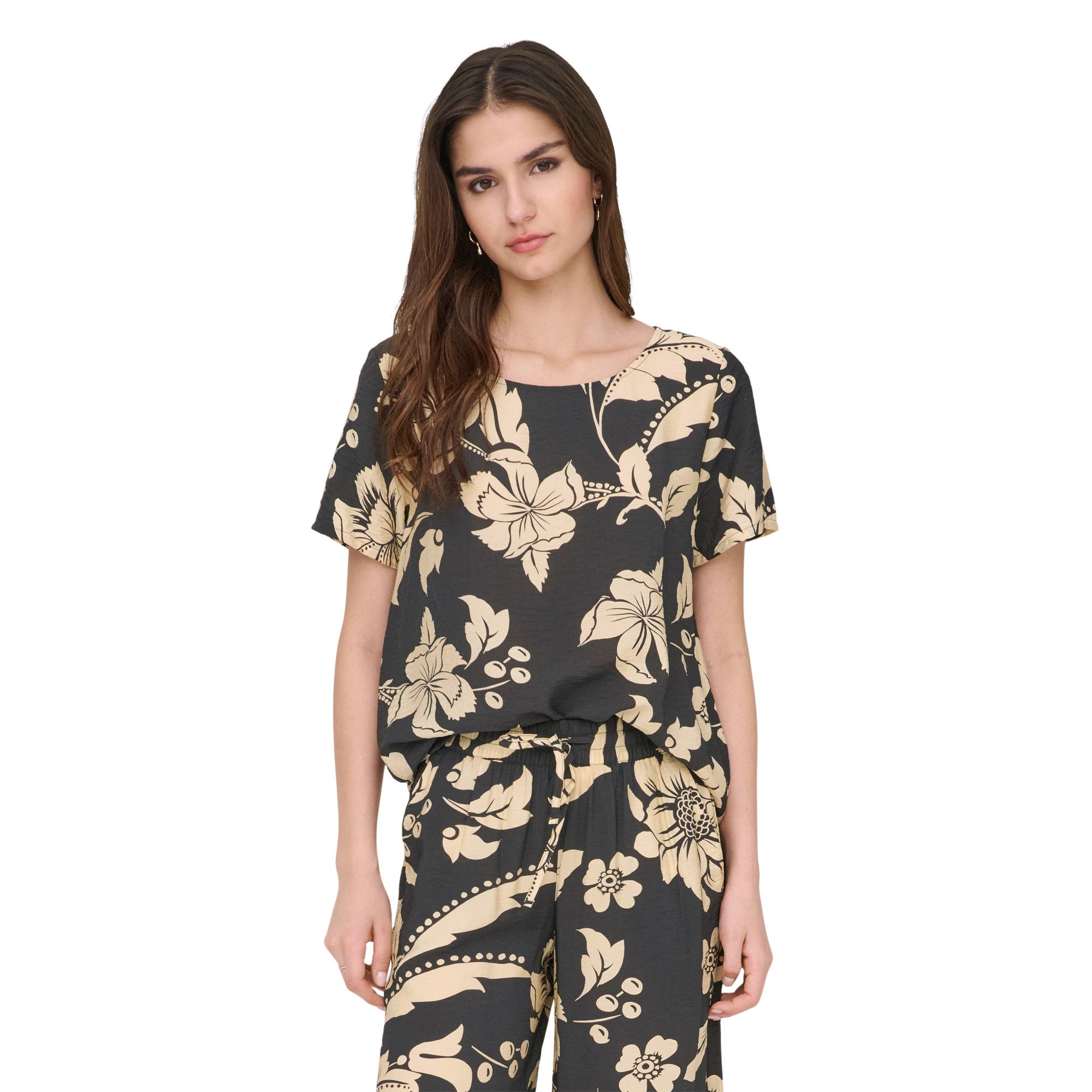 JDY Troya Life Crew Woven T-shirt Dames