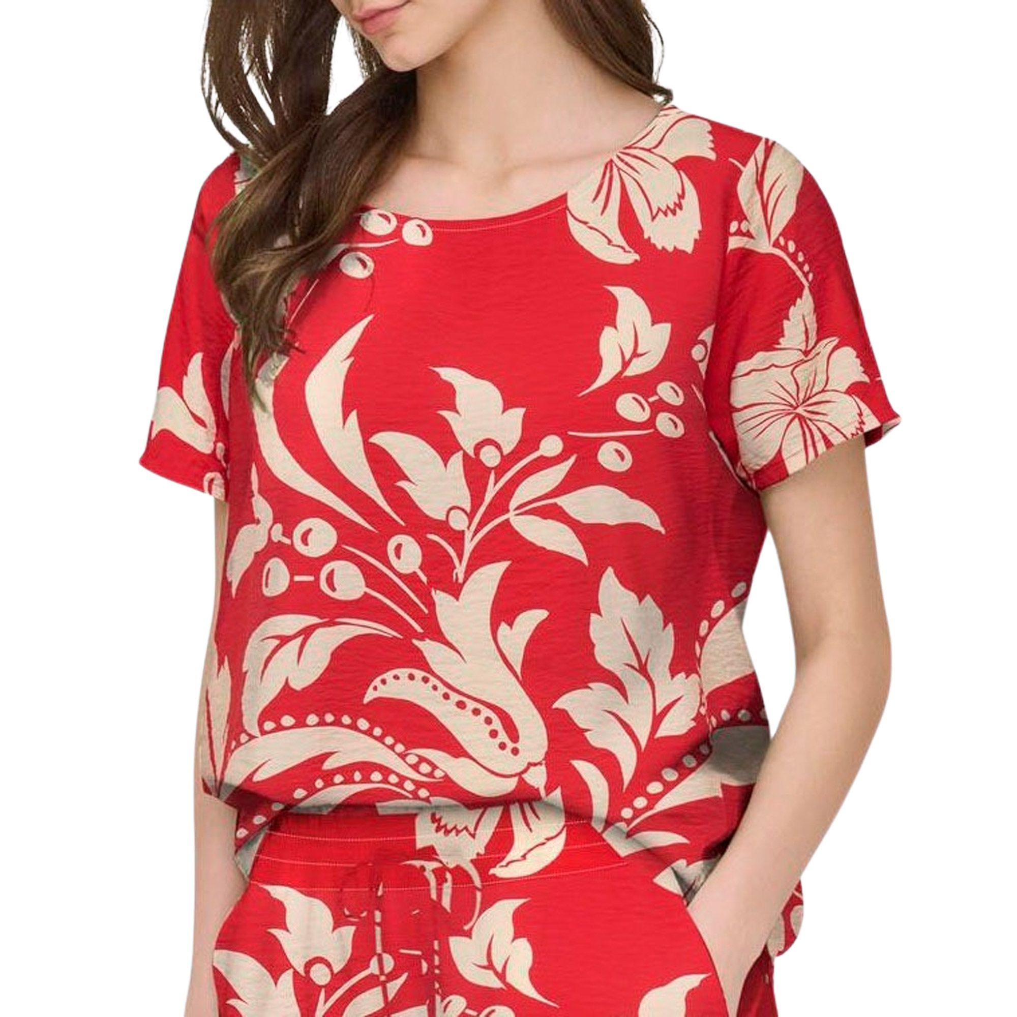 JDY Troya Life Crew Woven T-shirt Dames