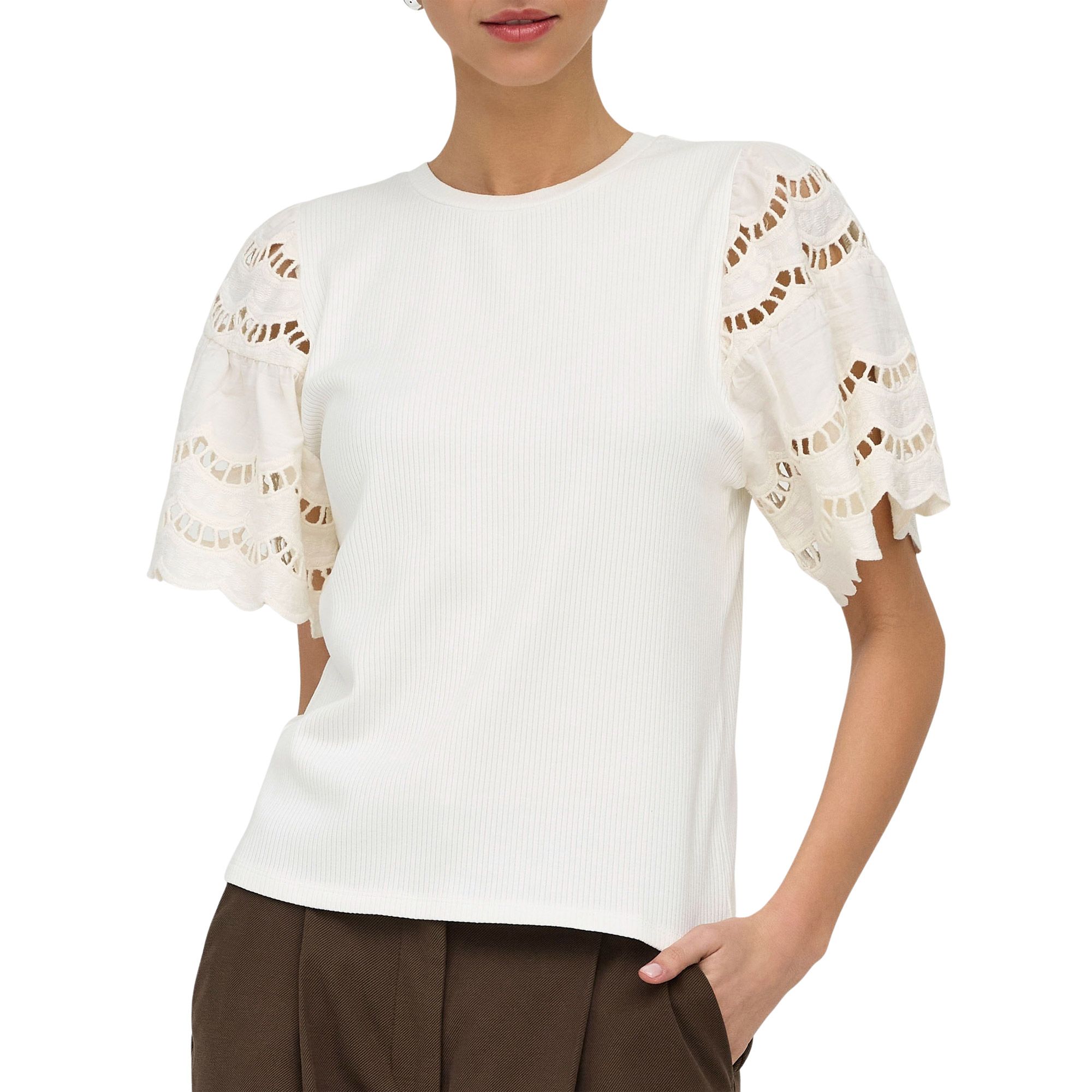 JDY Hilde SS Broderi Anglaise Shirt Damen