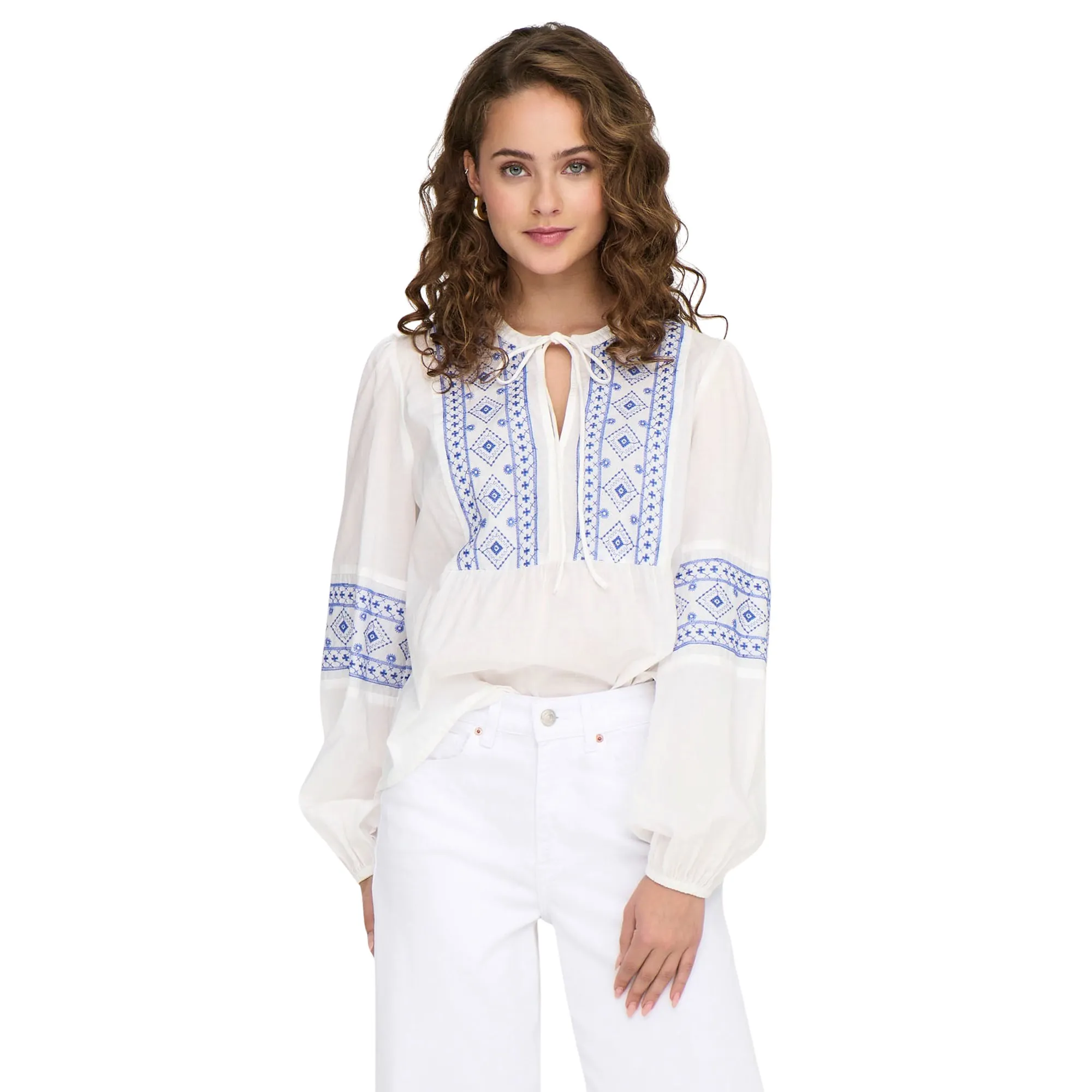 JDY Lulu Embroidery LS Shirt Dames