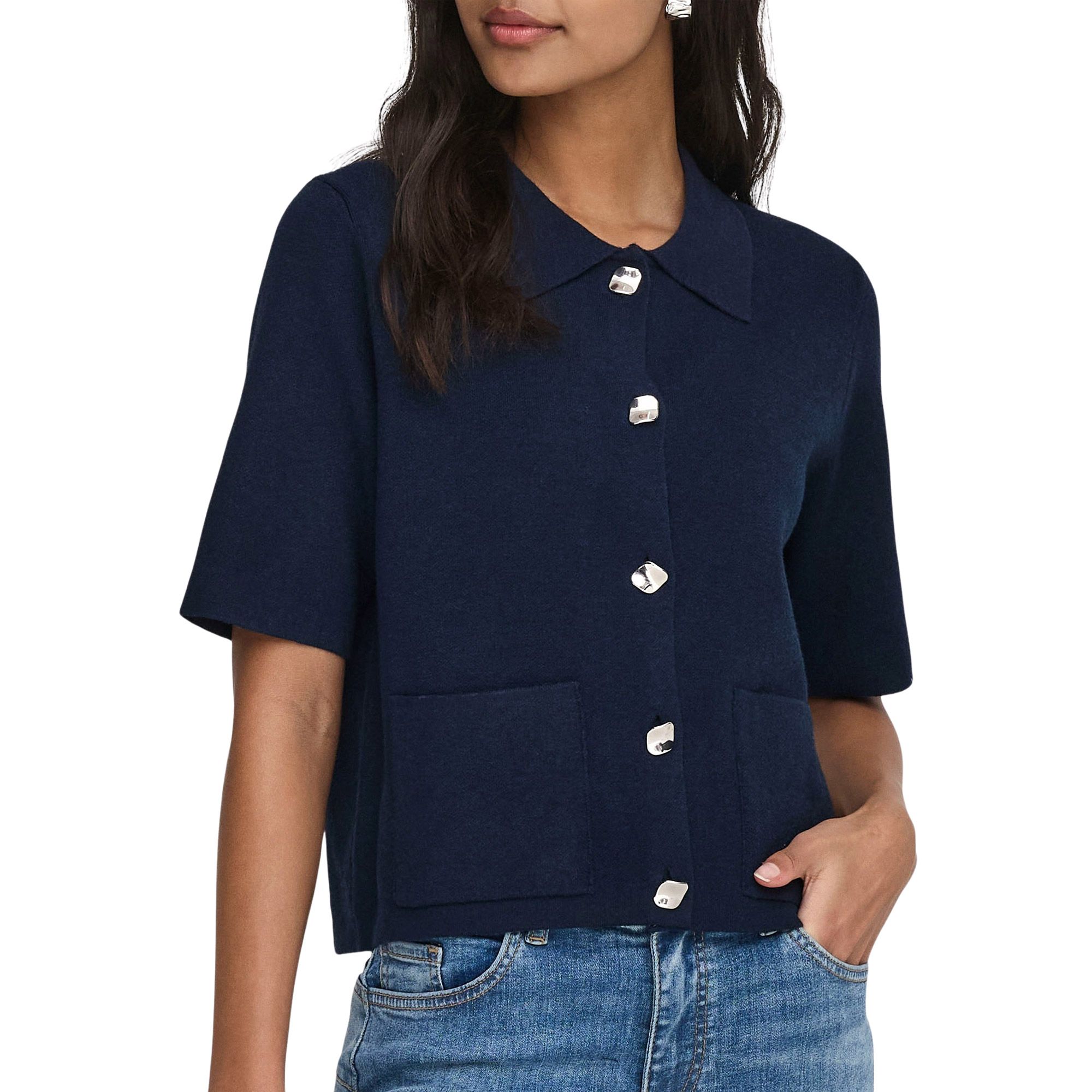 JDY Prime Life 2/4 Collard Knit Cardigan Vest Dames