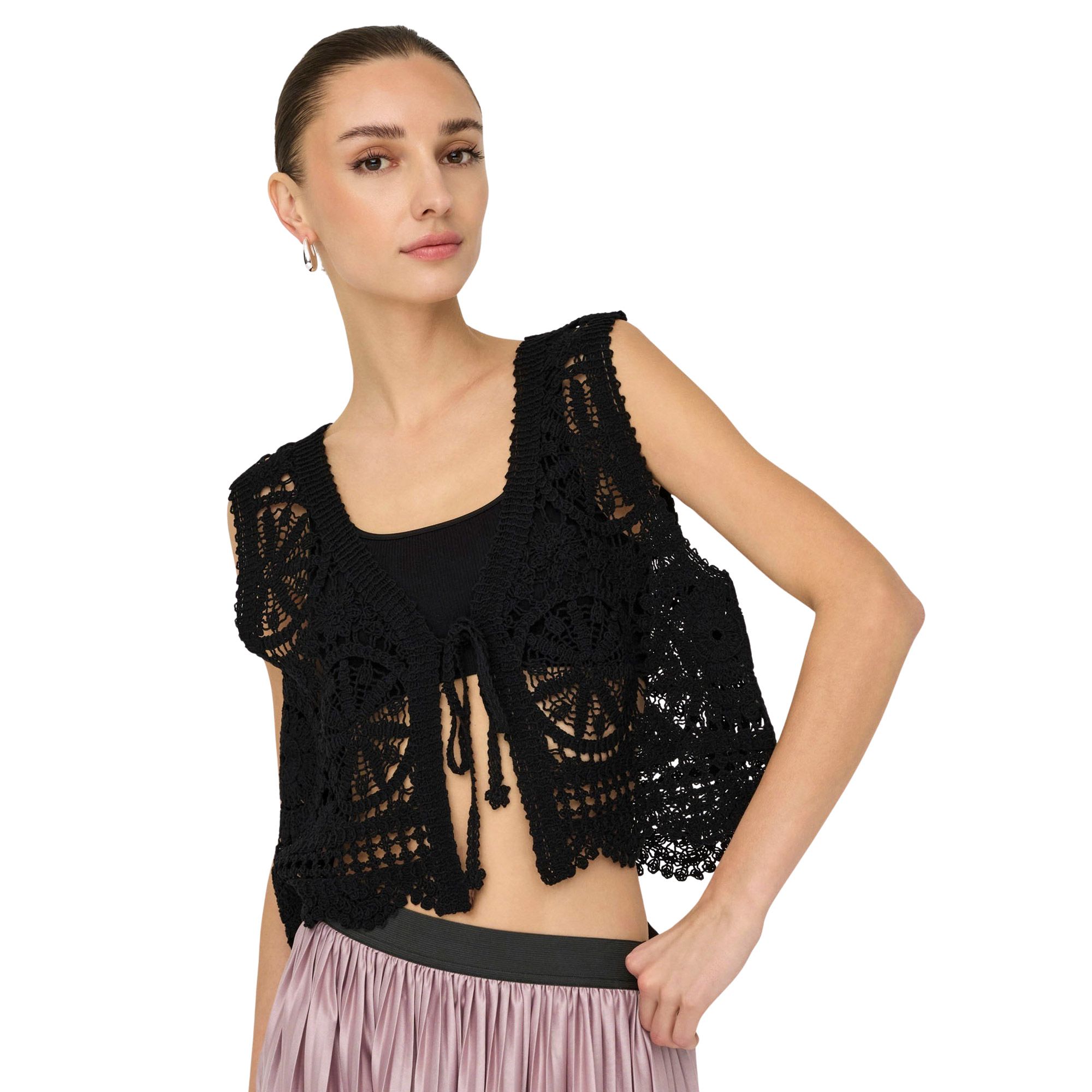 JDY Vic V-Neck Tie Knit Vest Dames