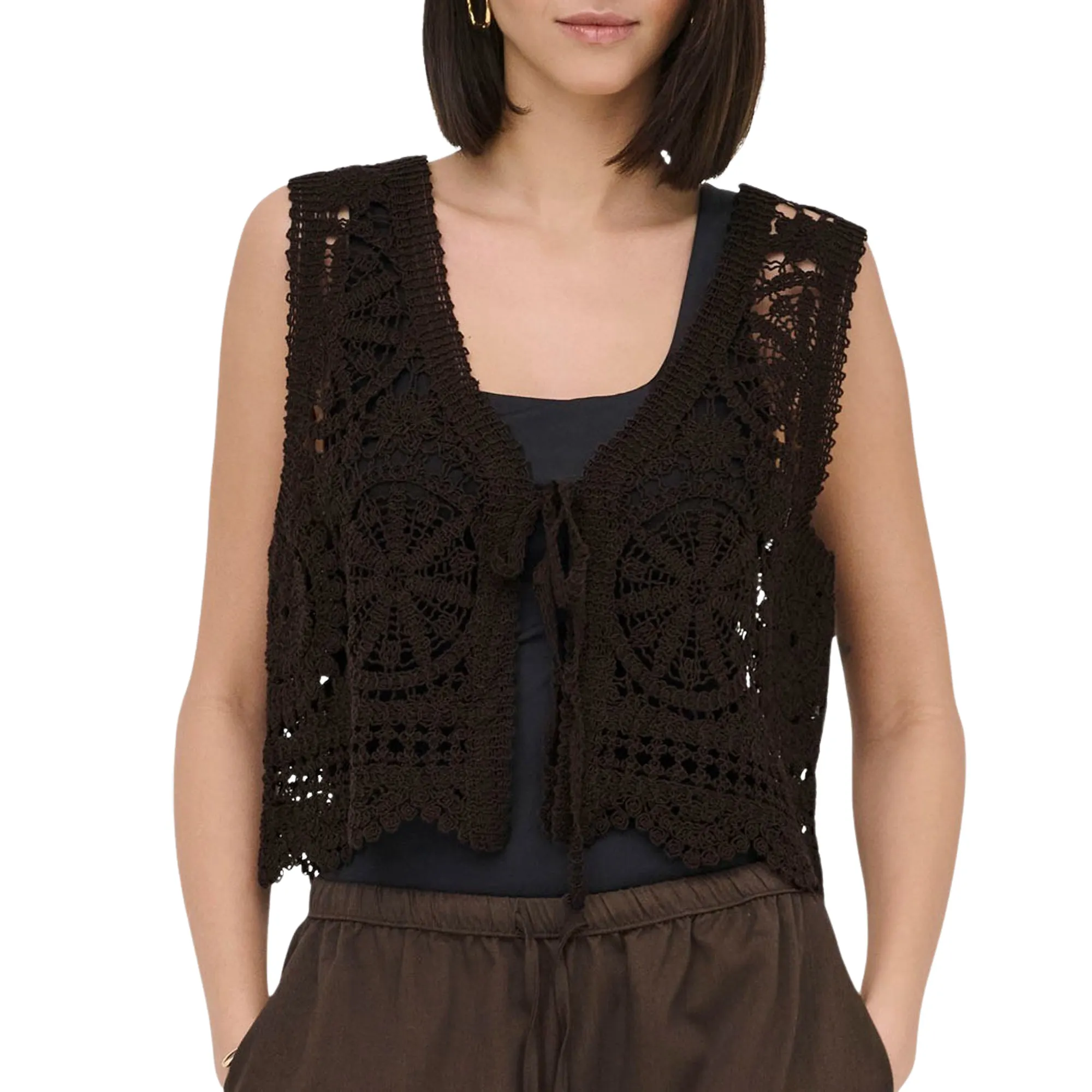 JDY Vic V-Neck Tie Knit Vest Dames