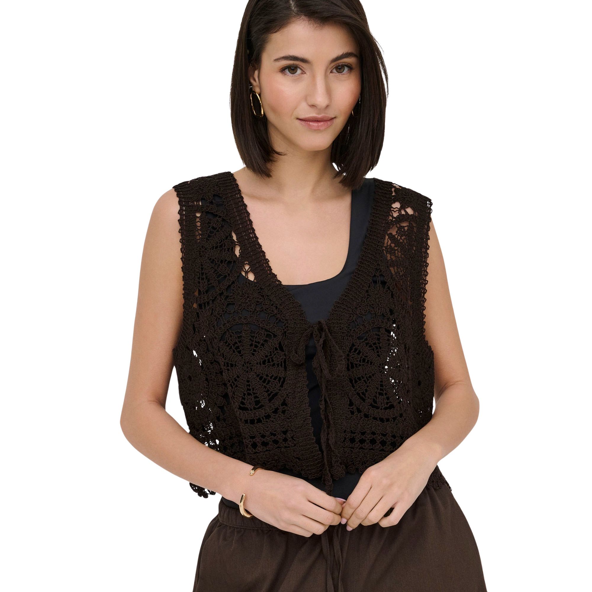 JDY Vic V-Neck Tie Knit Vest Dames