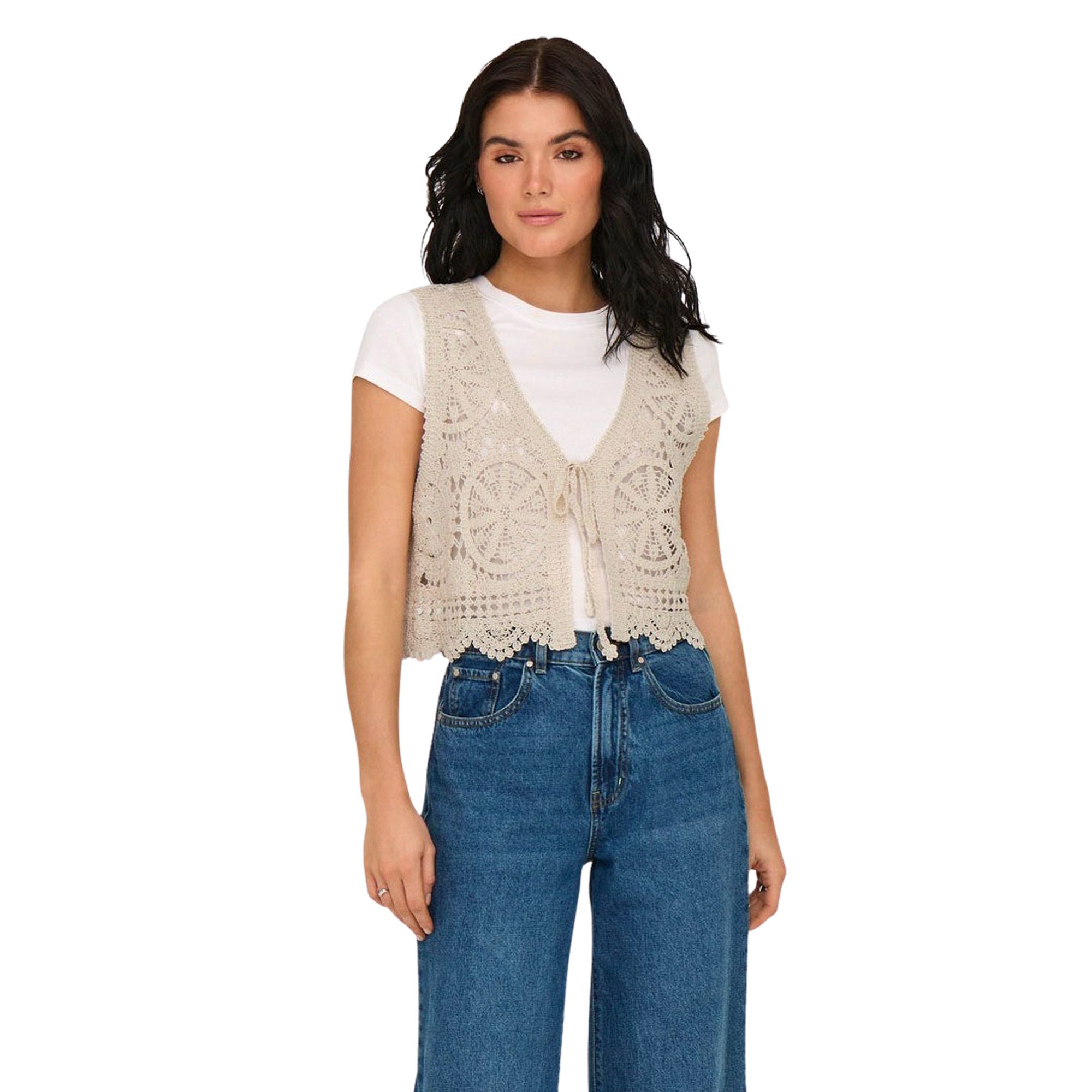 JDY Vic V-Neck Tie Knit Vest Dames
