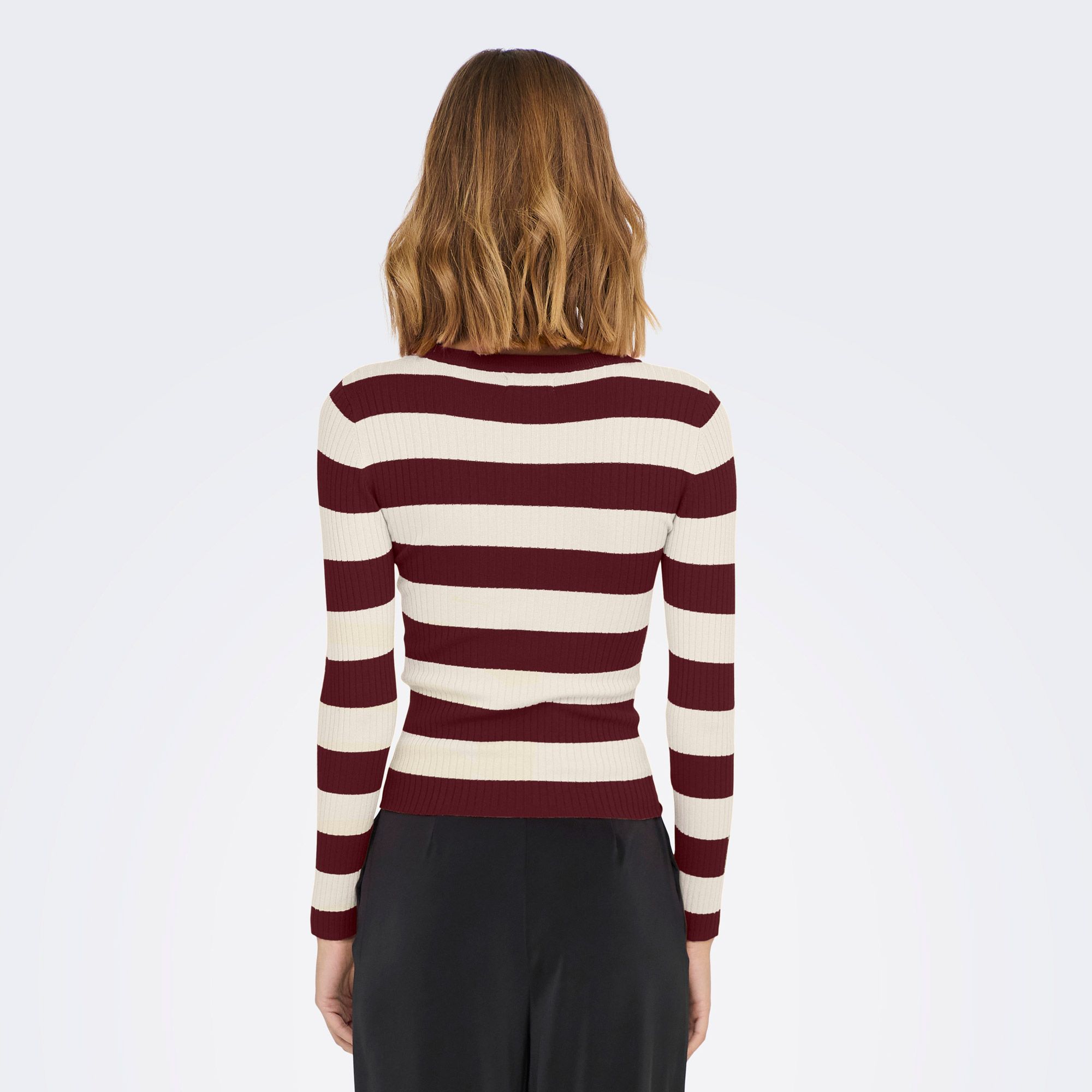 JDY Plum Stripe Knit Sweater Dames