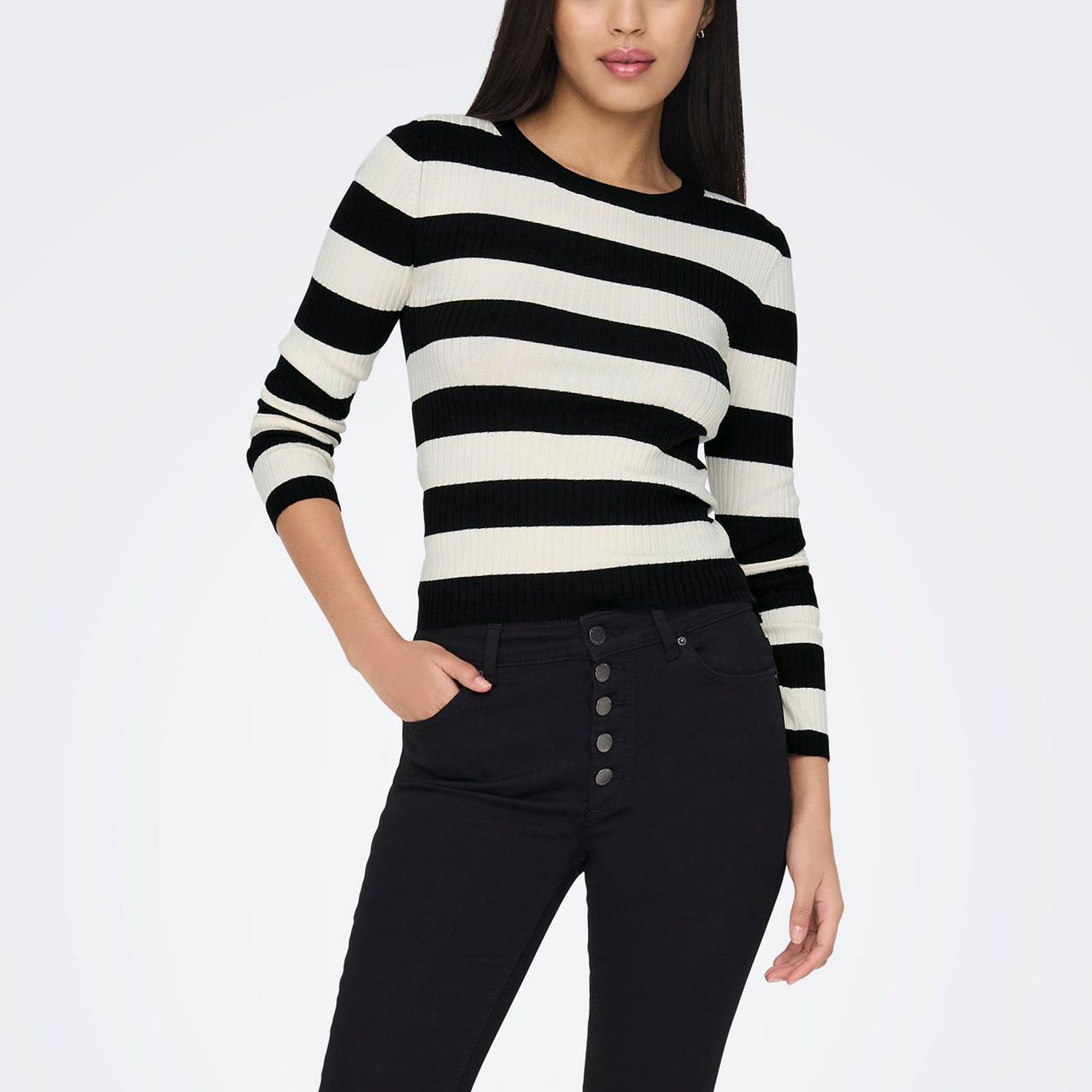 JDY Plum Stripe Knit Sweater Dames