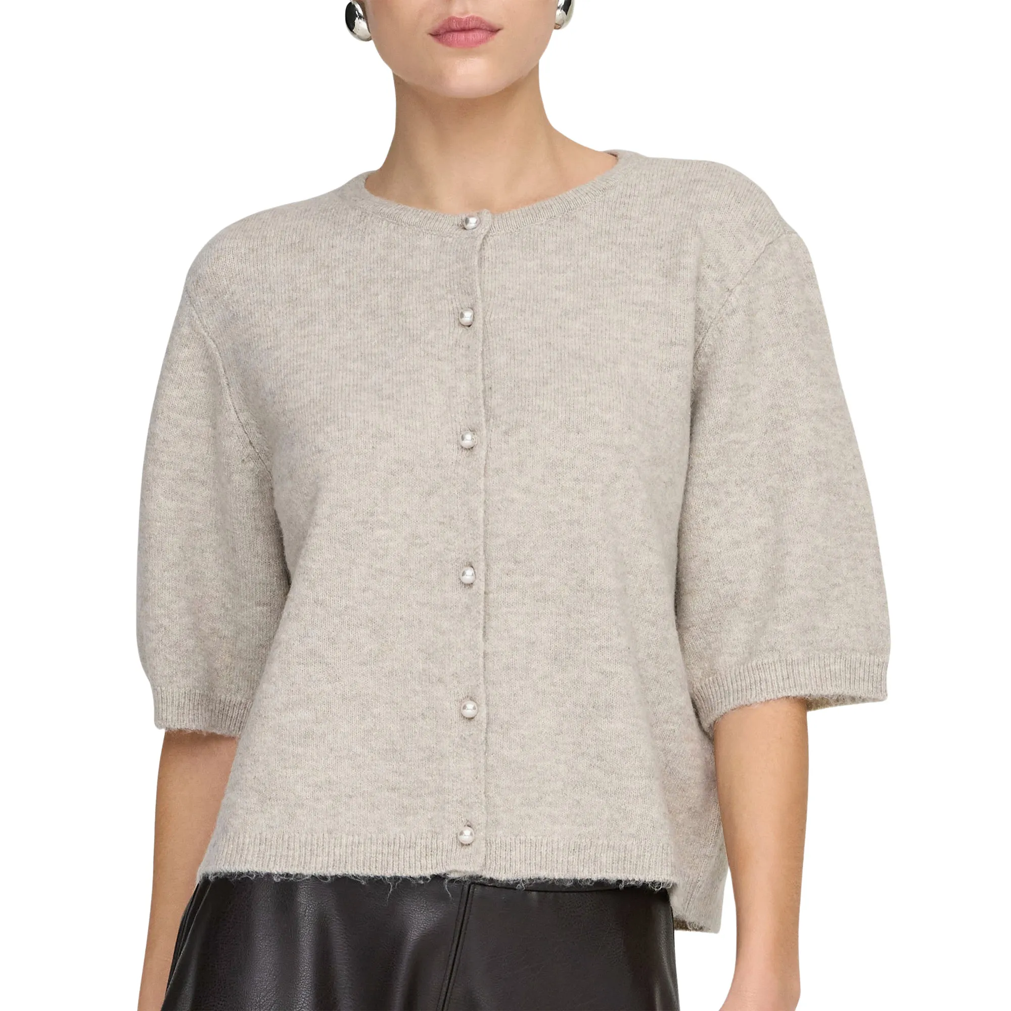 JDY Rue Life 2/4 Pearl Knit Cardigan Vest Dames