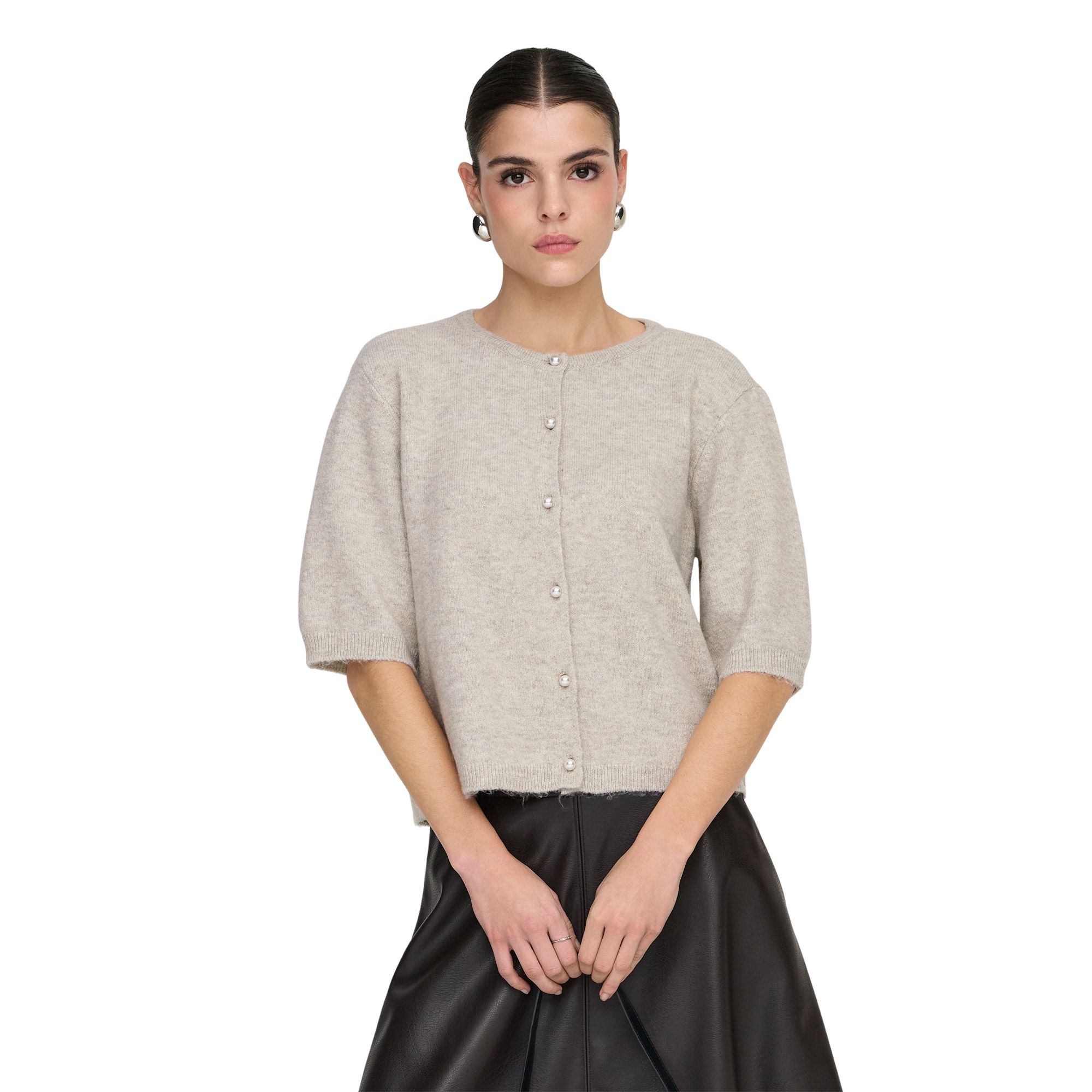 JDY Rue Life 2/4 Pearl Knit Cardigan Vest Dames
