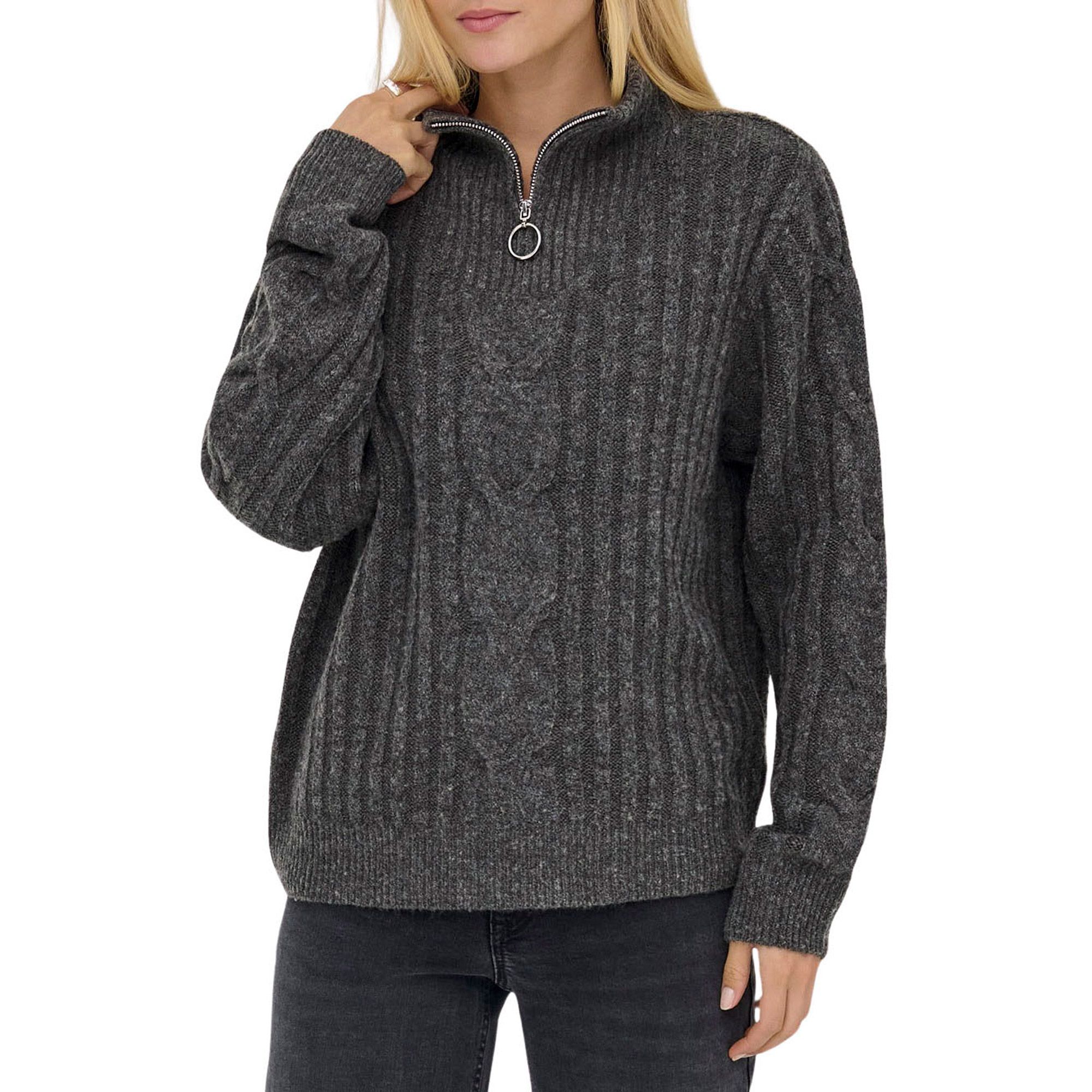 JDY Andrea Zip Cable Sweater Dames