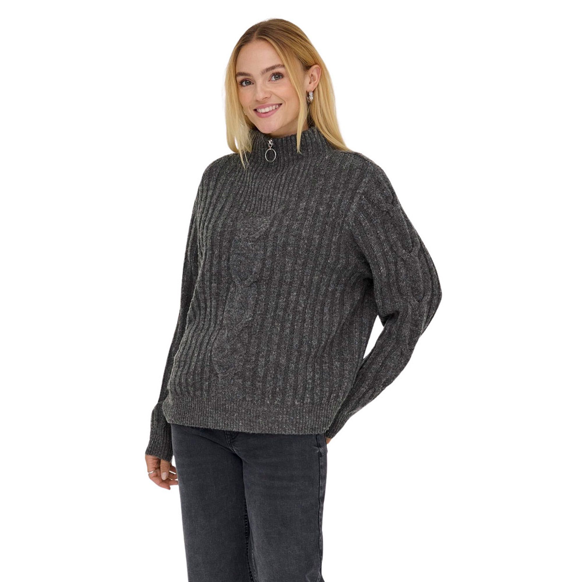 JDY Andrea Zip Cable Sweater Dames
