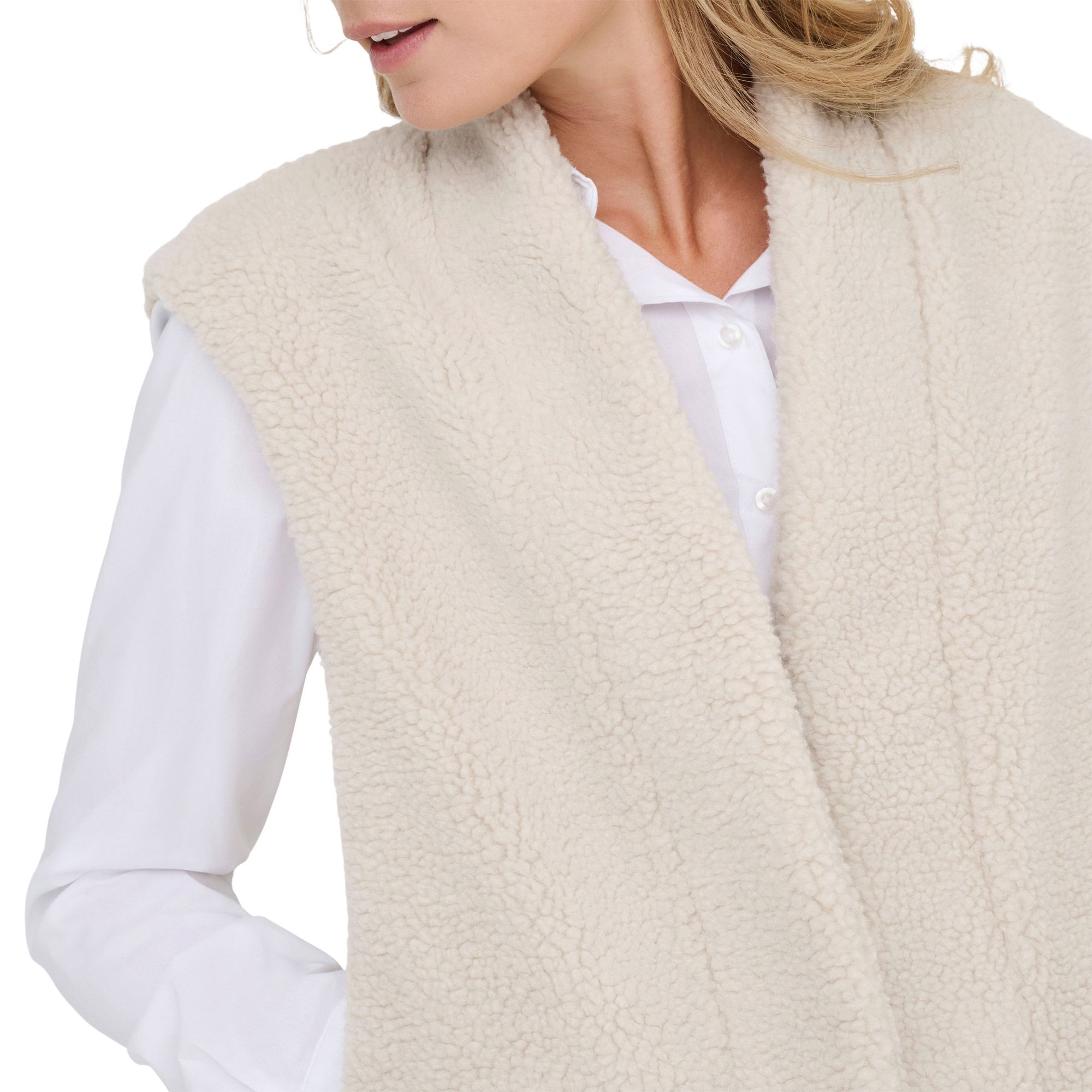JDY Birdy Life Teddy Open Vest Dames