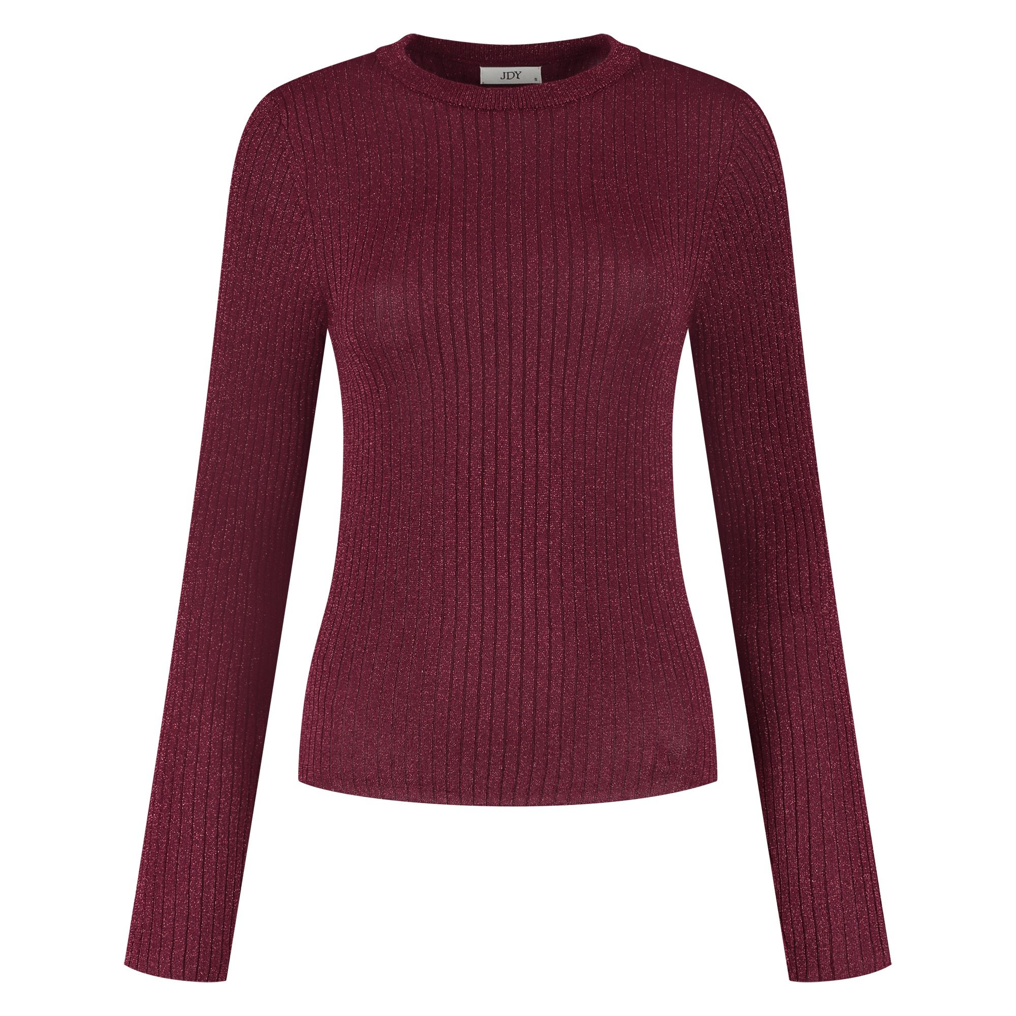 JDY PLUM L/S O-Neck Stripe Trek. KNT NOOS, Zwart/Stripes: w Eggnog Stripes, XL