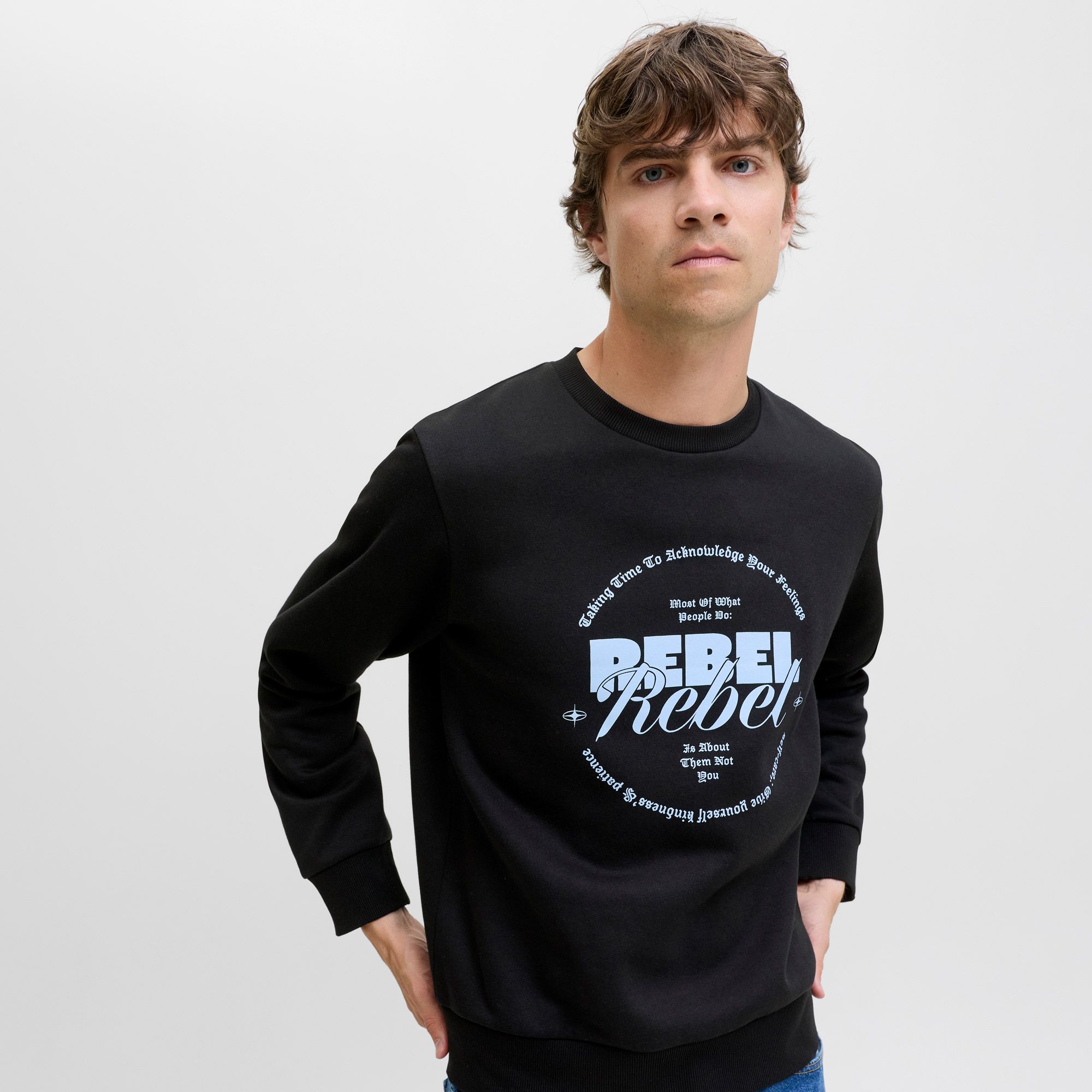 JJ Rebel Gray Crew Neck Sweater Heren