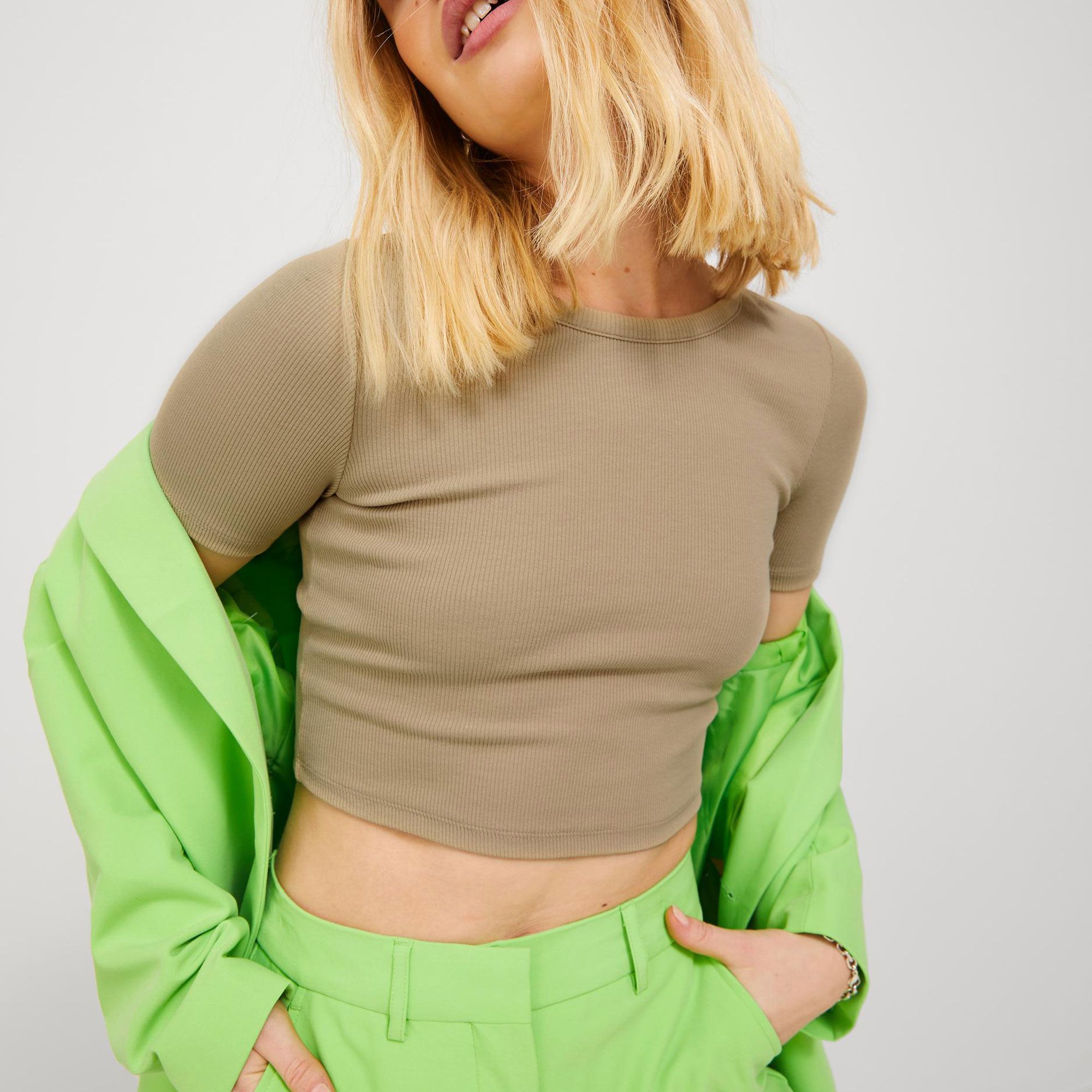 JJXX Florie Cropped Rib Shirt Dames
