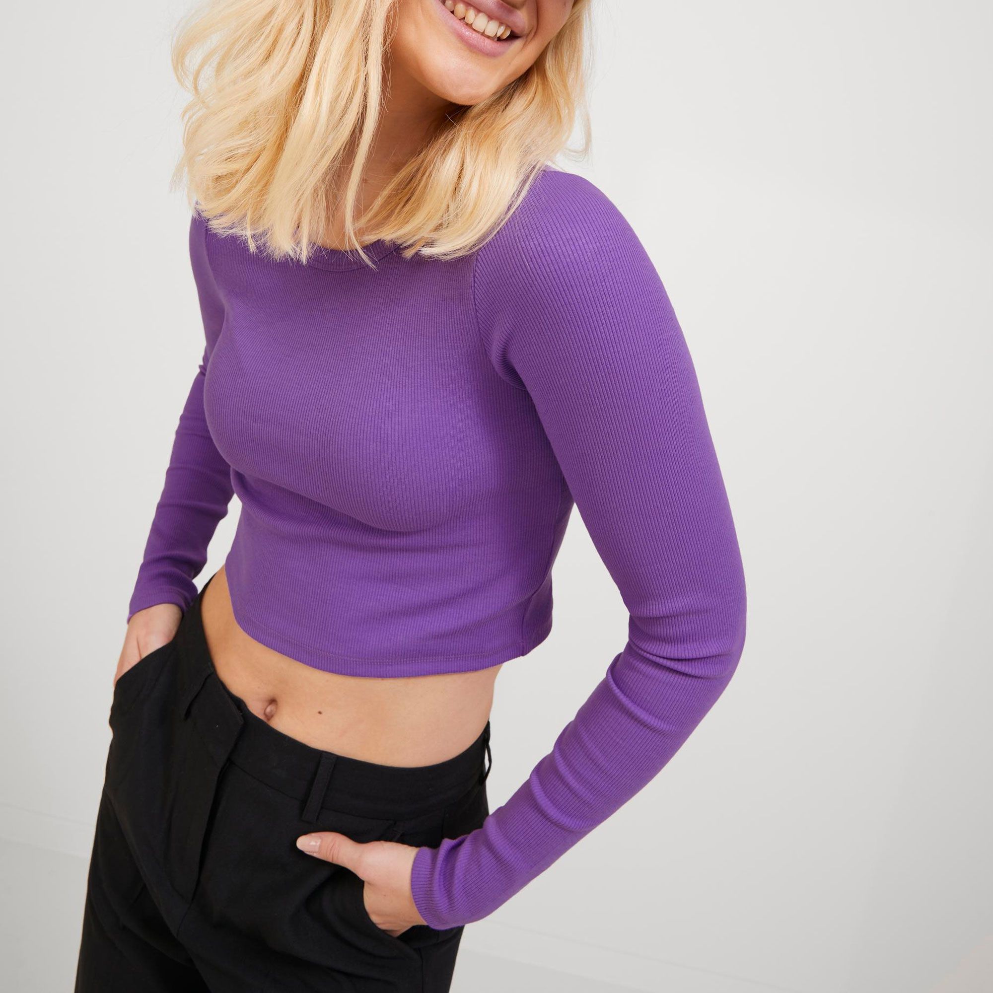 JJXX Feline Cropped Rib Shirt Dames