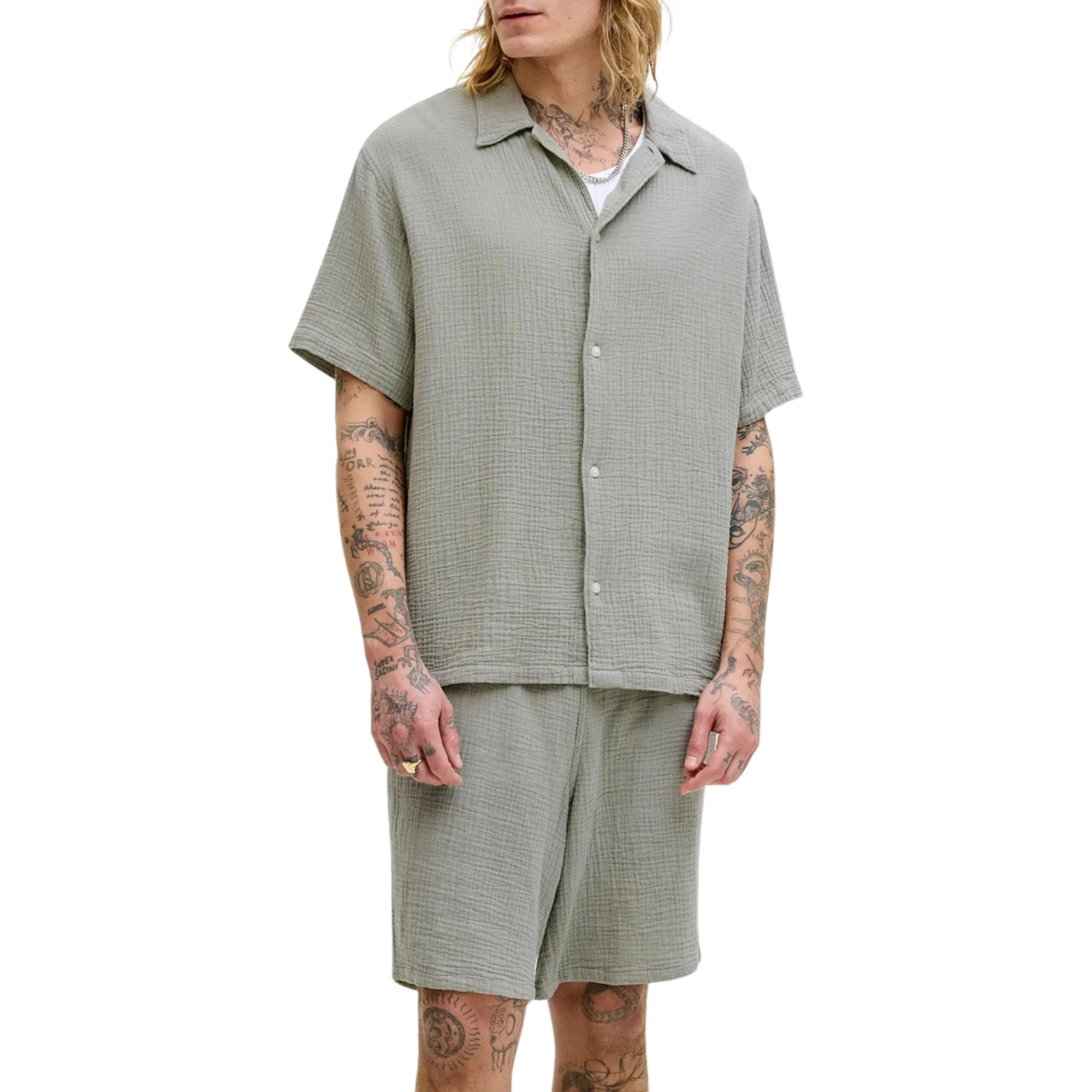 Jack &amp; Jones Tucket Cloth Overhemd en Short Set Heren