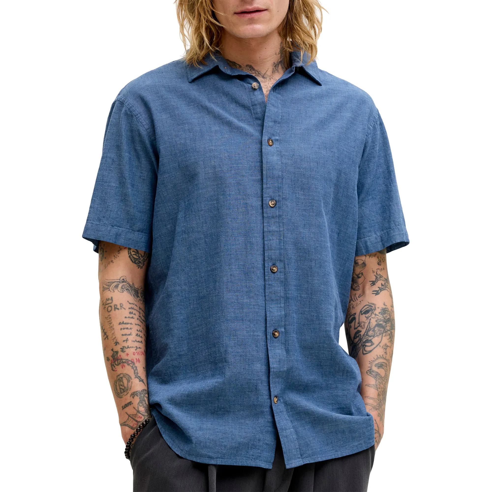 Jack &amp; Jones Summer Linen Blend SS Overhemd Heren