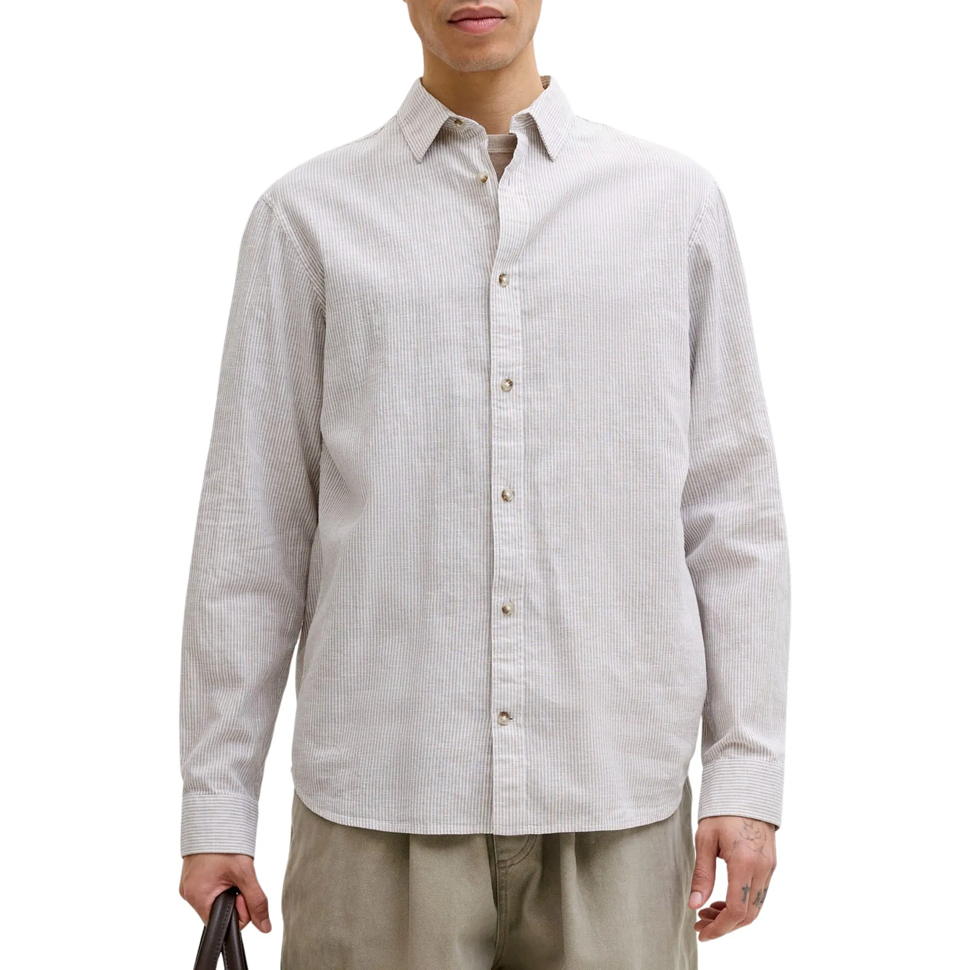 Jack &amp; Jones Summer Linen Blend LS Overhemd Heren