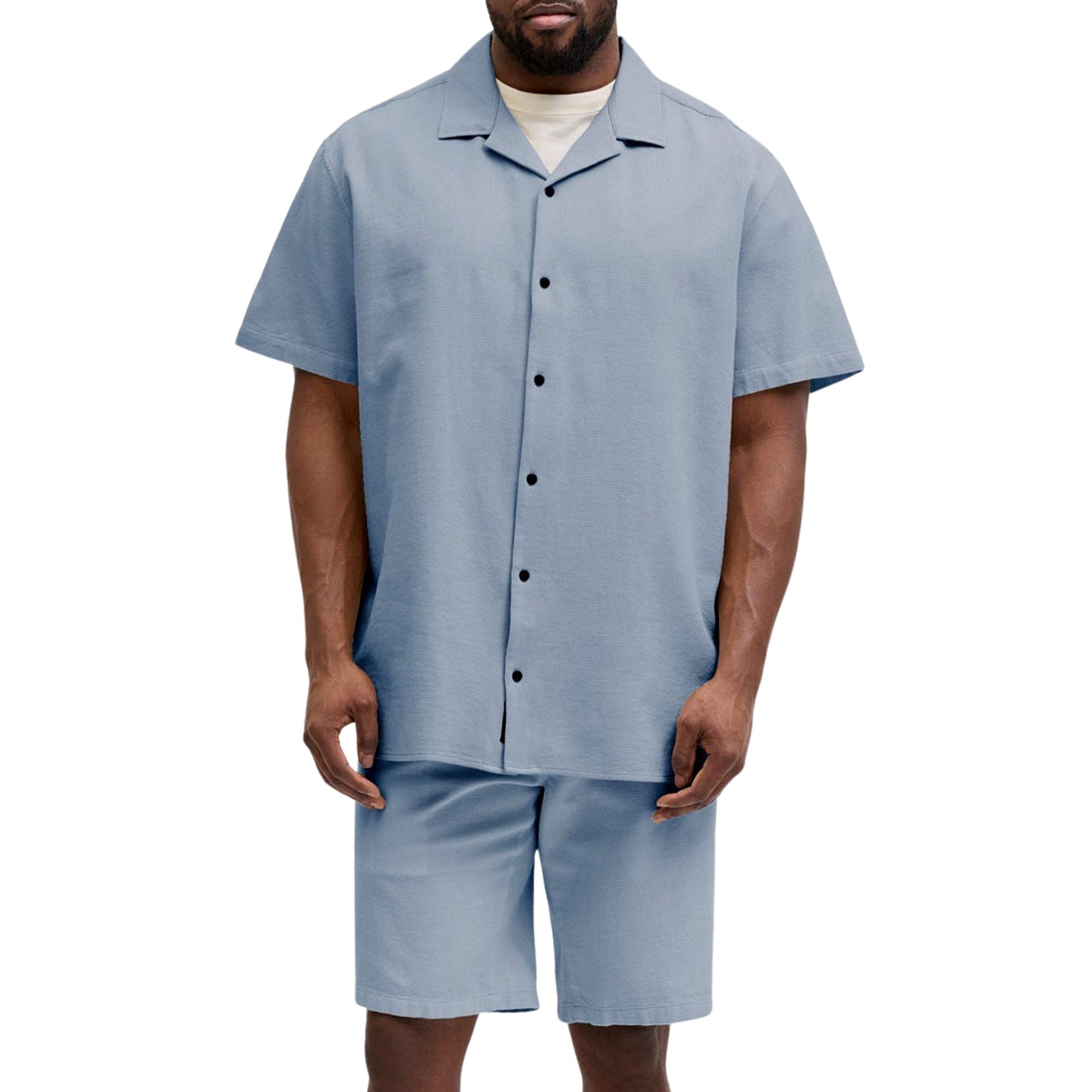 Jack & Jones Global Waffle Resort Overhemd en Short Set Heren (plussize)