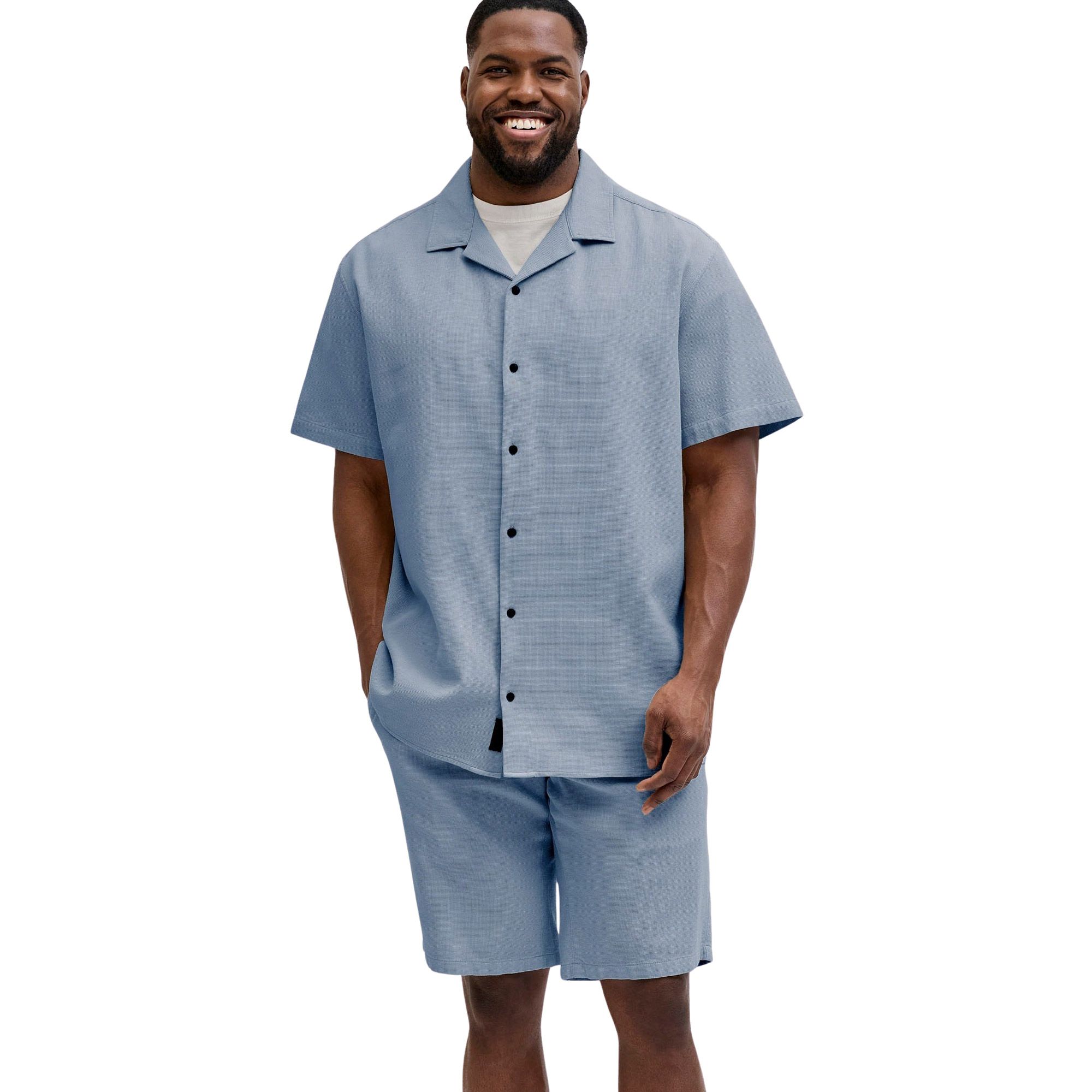 Jack & Jones Global Waffle Resort Overhemd en Short Set Heren (plussize)