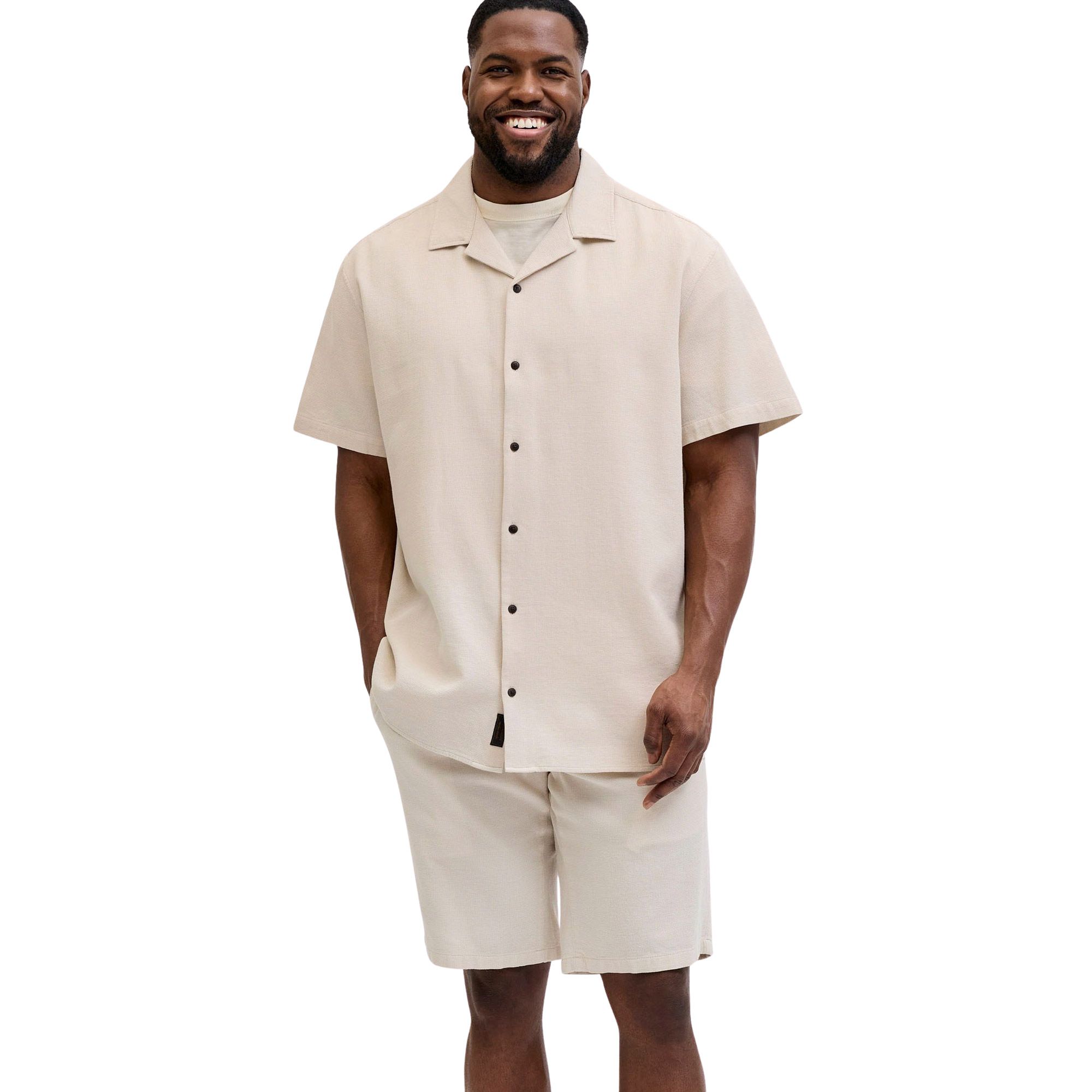 Chemise et Short Set Jack & Jones Global Waffle Resort Hommes (plussize)