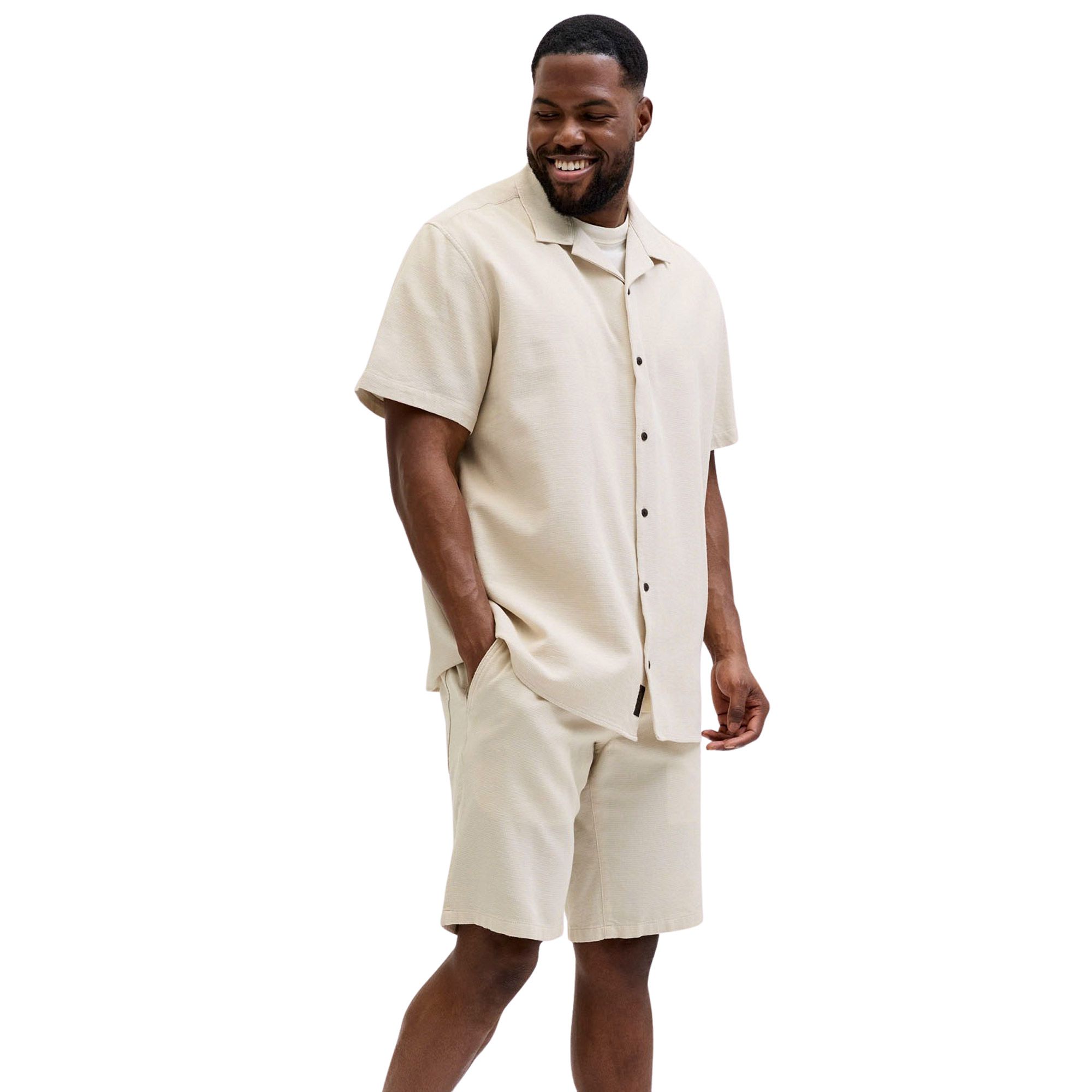 Chemise et Short Set Jack & Jones Global Waffle Resort Hommes (plussize)