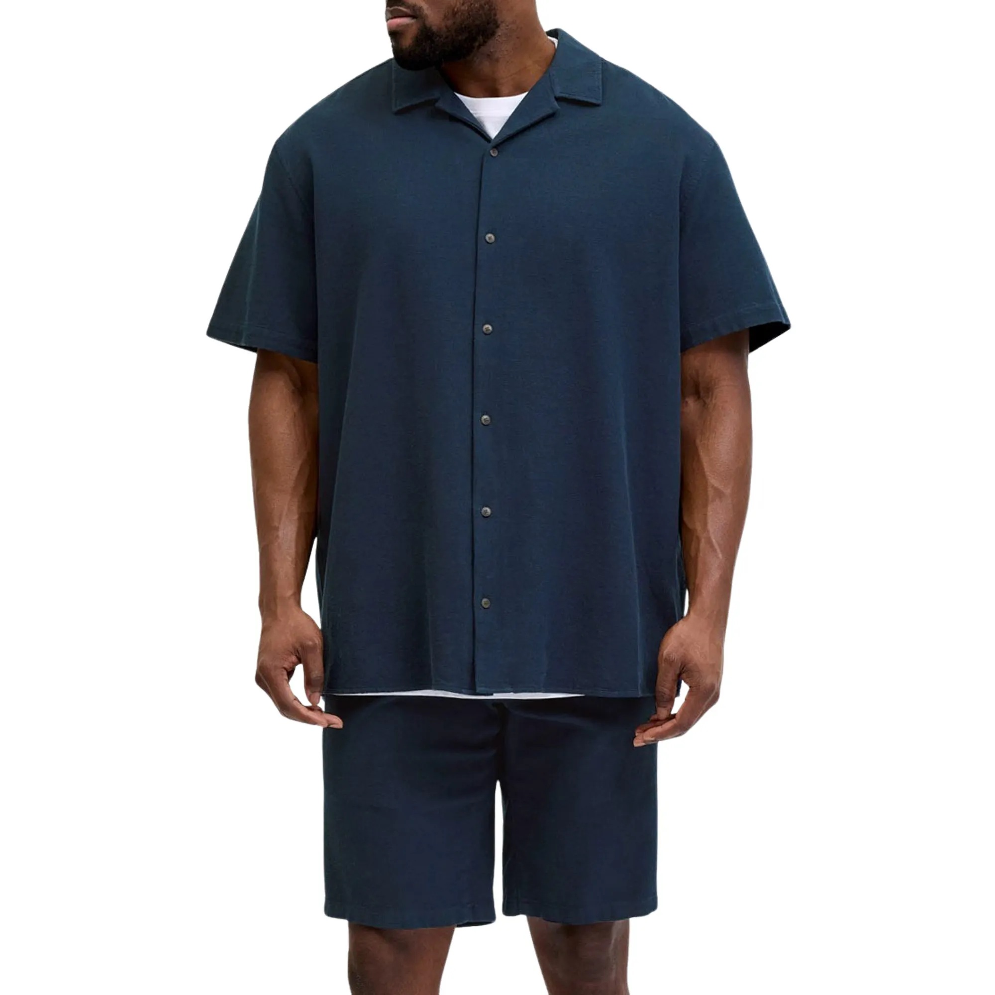 Jack &amp; Jones Global Waffle Resort Overhemd en Short Set Heren (plussize)