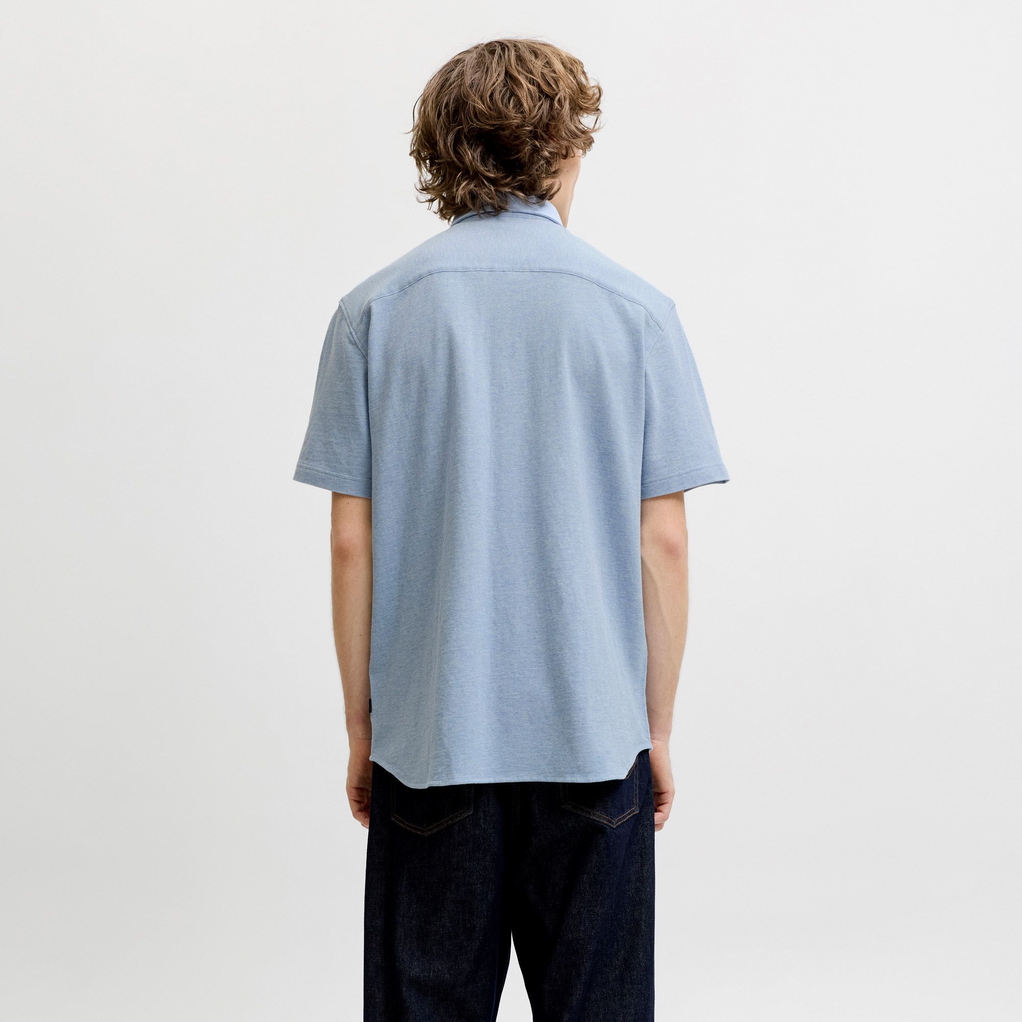 Jack & Jones Blu Lake Pique Detail SS Overhemd Heren