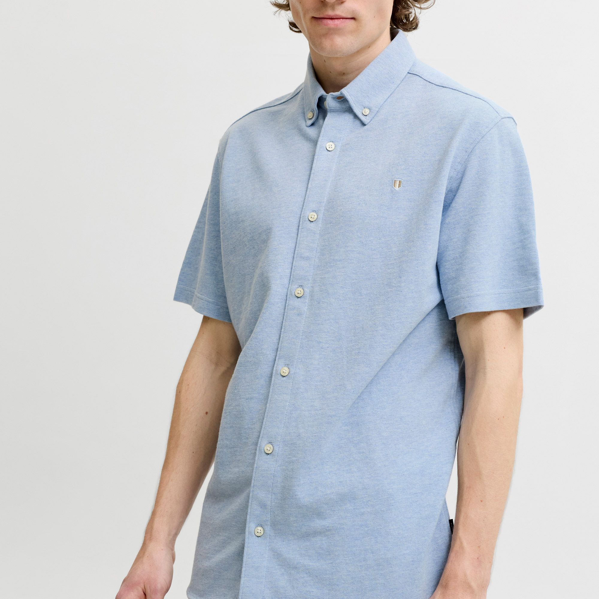 Jack & Jones Blu Lake Pique Detail SS Overhemd Heren