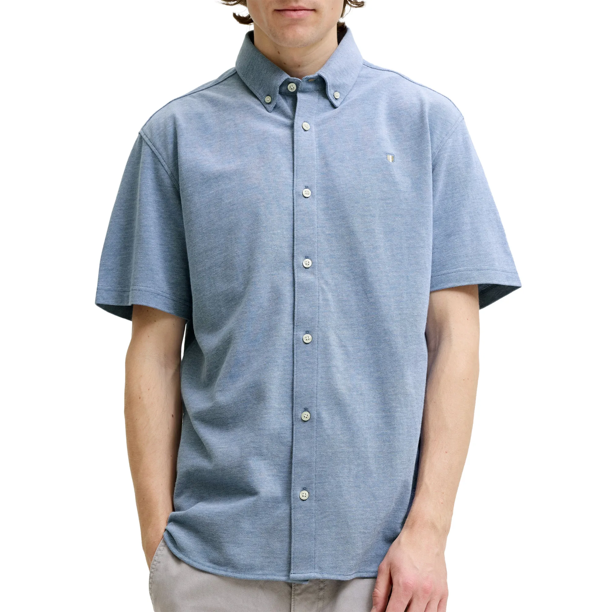 Jack &amp; Jones Blu Lake Pique Detail SS Overhemd Heren