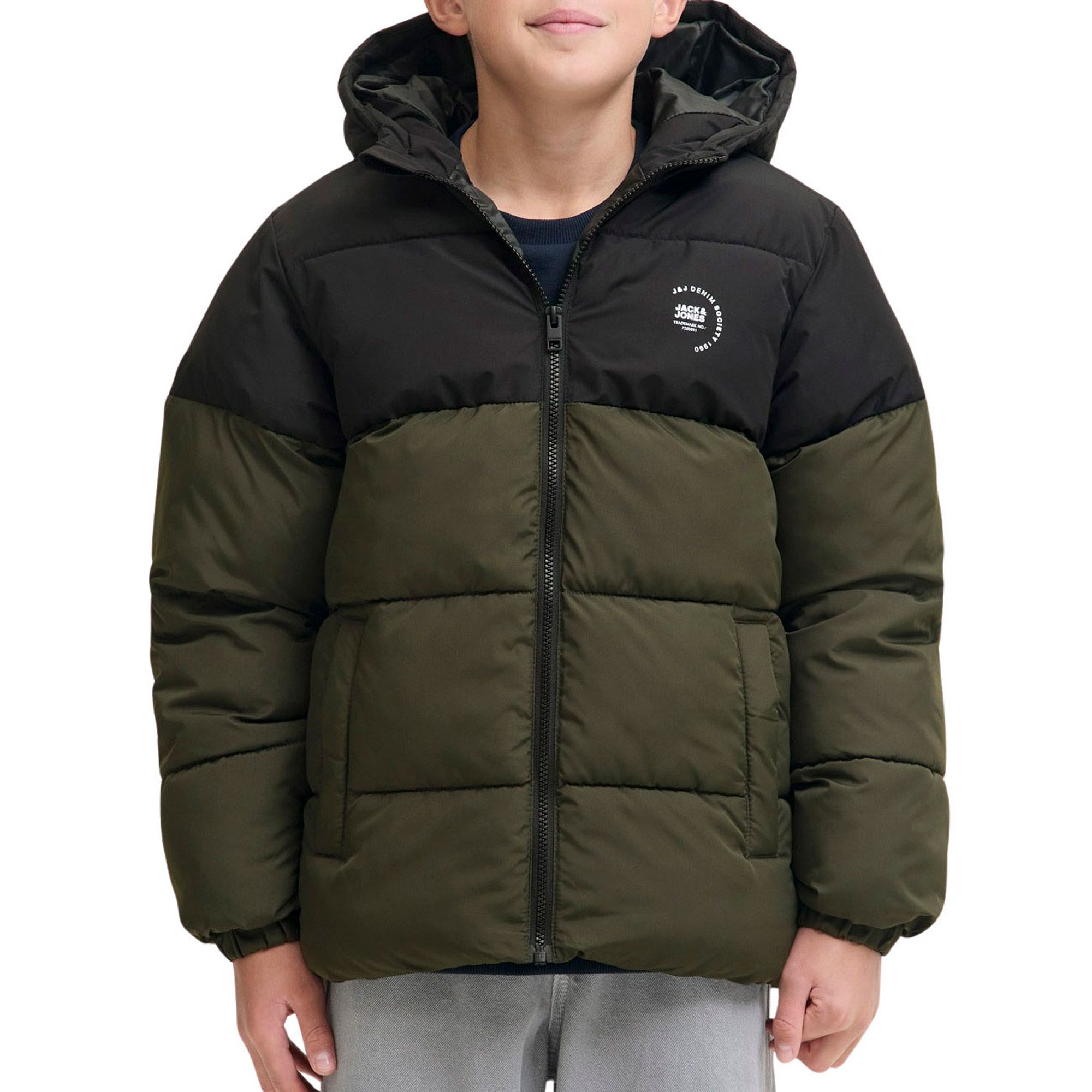 Jack &amp; Jones Maze Logo Hood Puffer Jas Junior