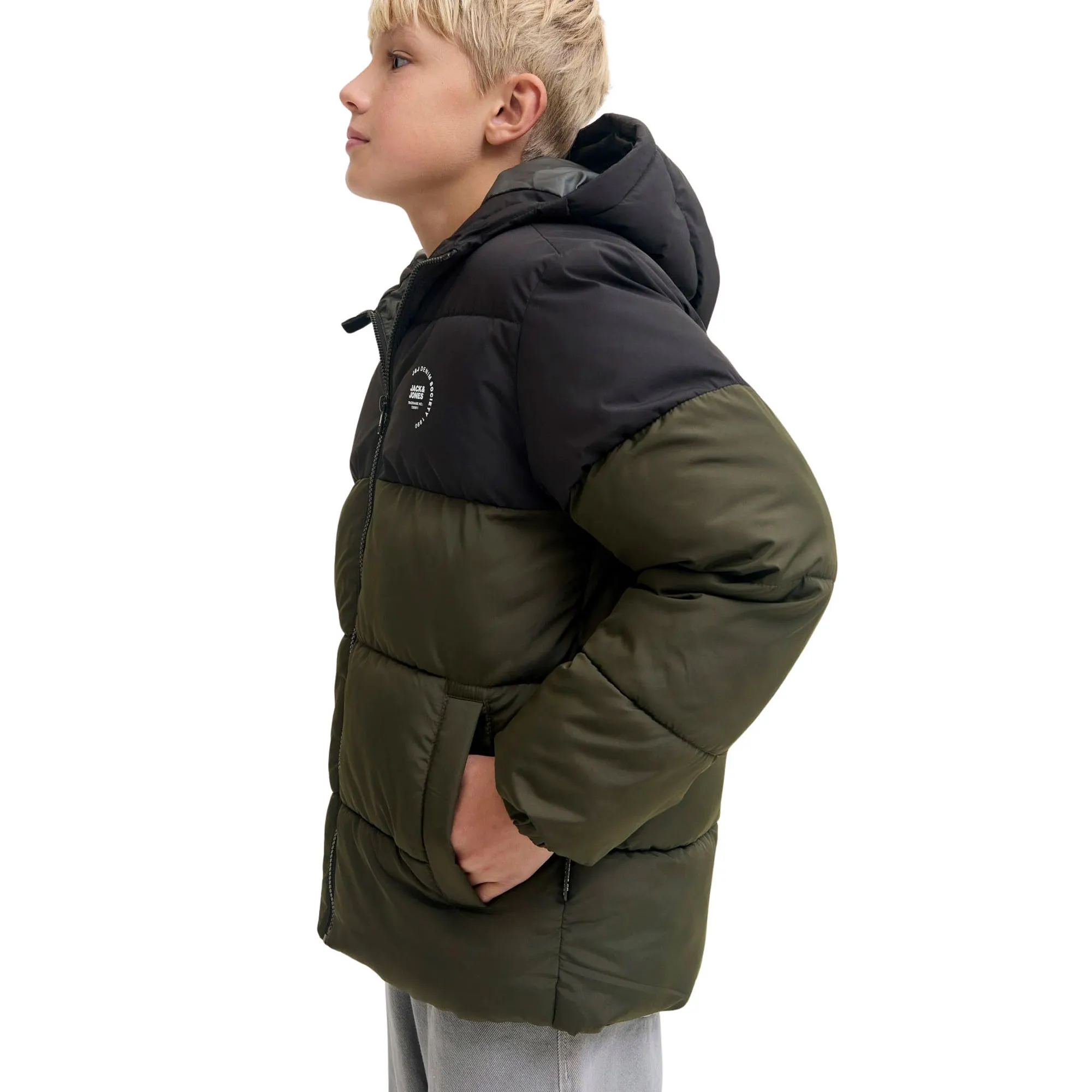 Jack & Jones Maze Logo Hood Puffer Jacket Junior