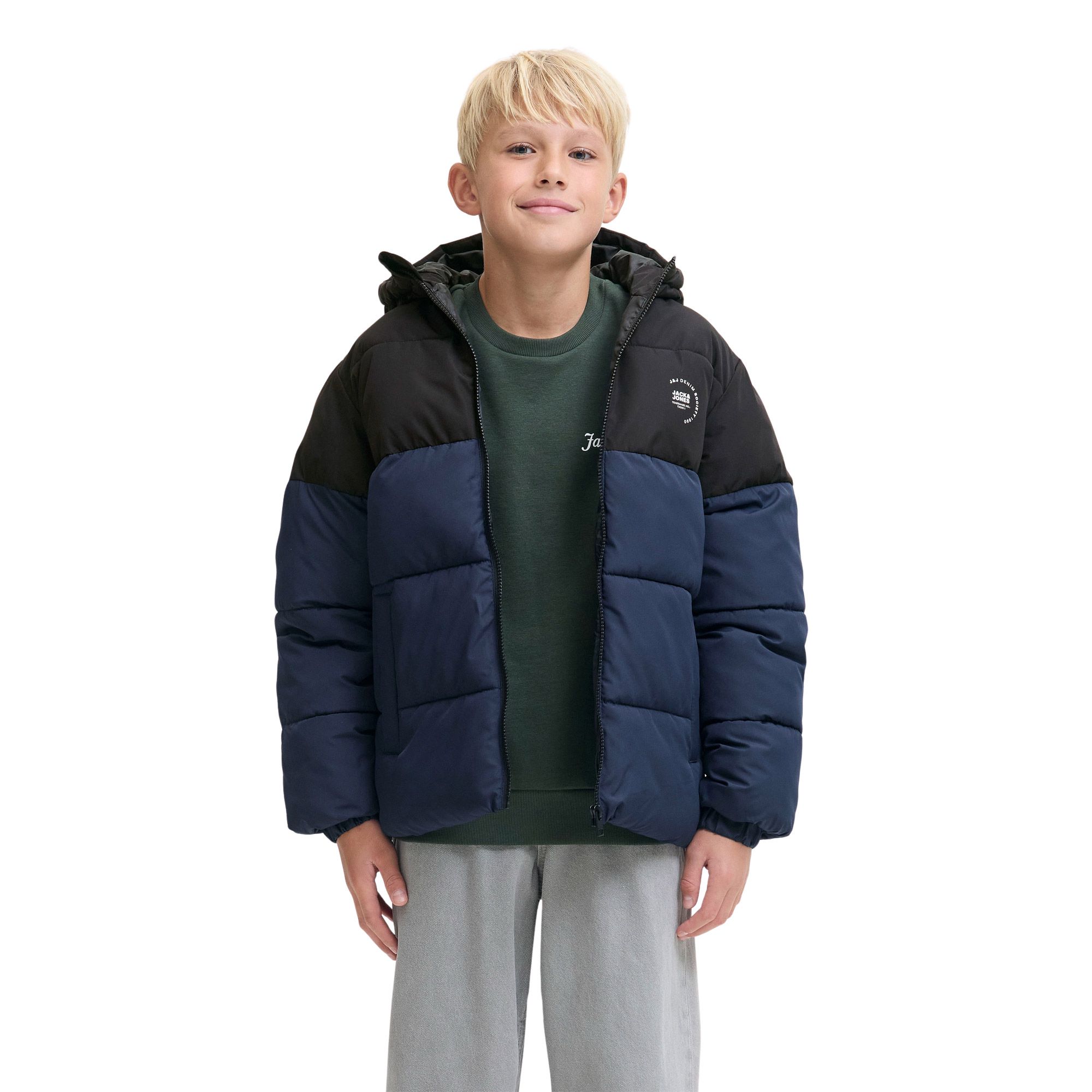 Jack & Jones Maze Logo Hood Puffer Jas Junior