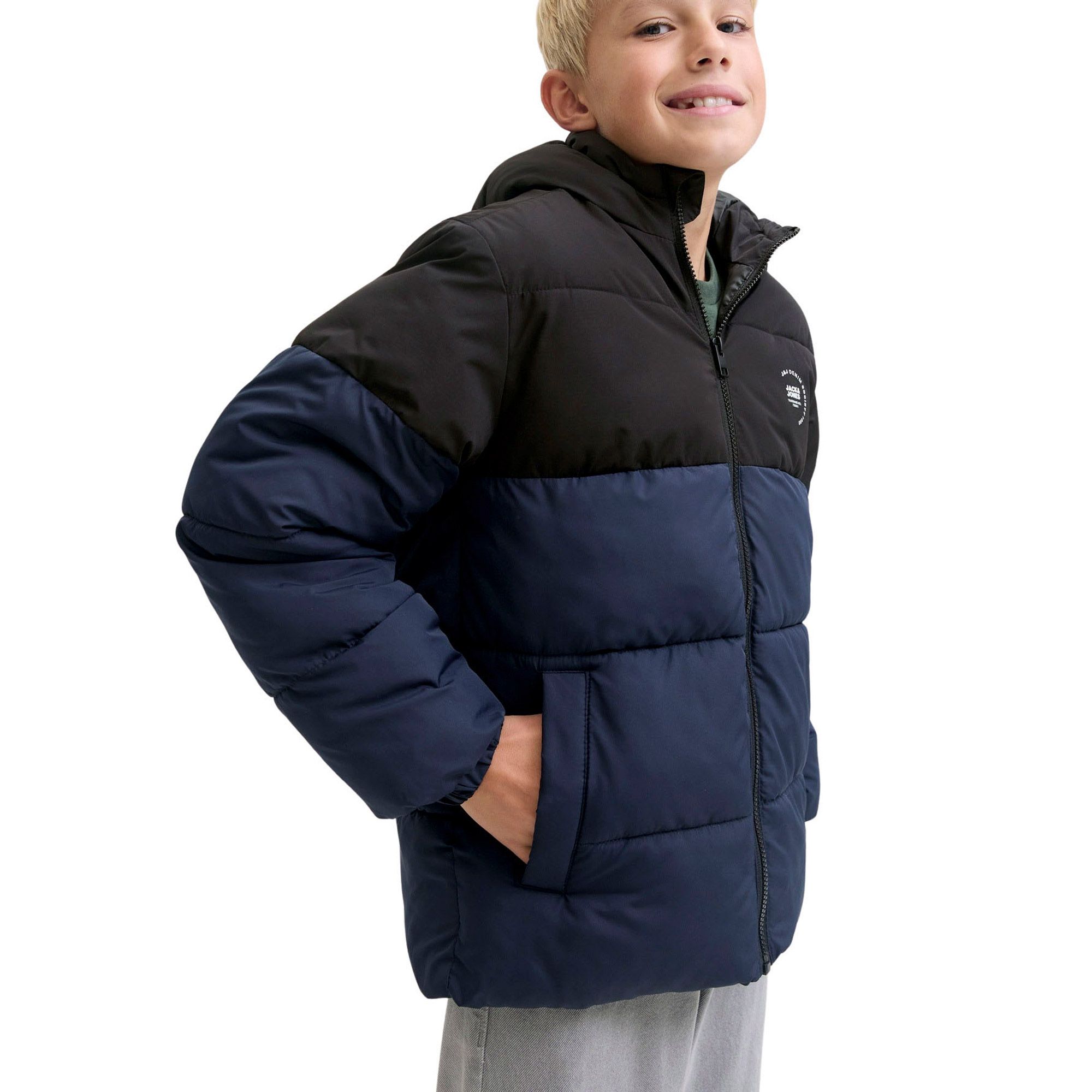 Jack & Jones Maze Logo Hood Puffer Jas Junior