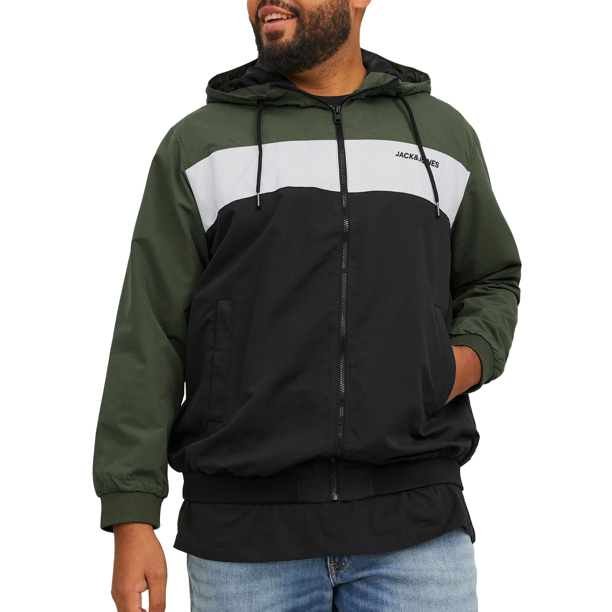 Jack & Jones Rush Blocking Hood Bomber Jacke Herren (Übergröße)