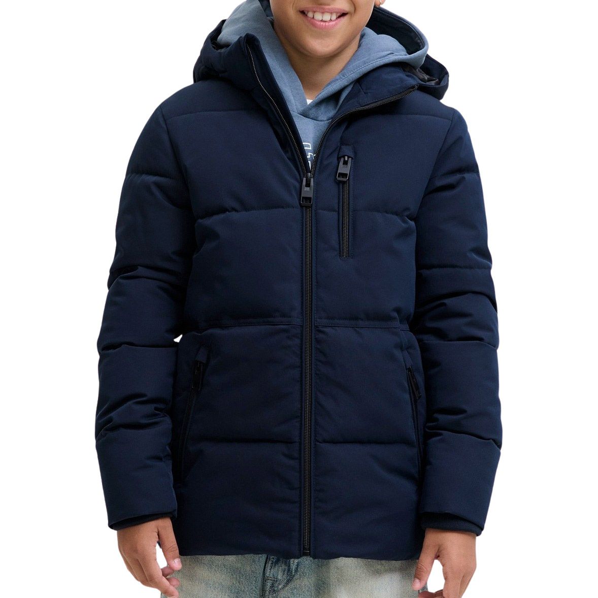 Veste Matelassée Jack & Jones Maze Puffer Jacket - Taille L, Couleur Gris, 100% Polyester, Capuche Ajustable