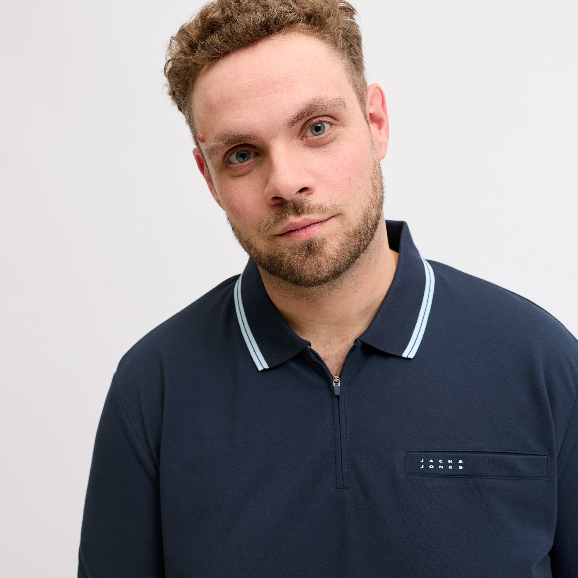 Polo Jack & Jones Fusion Branding Zip Hommes (plussize)