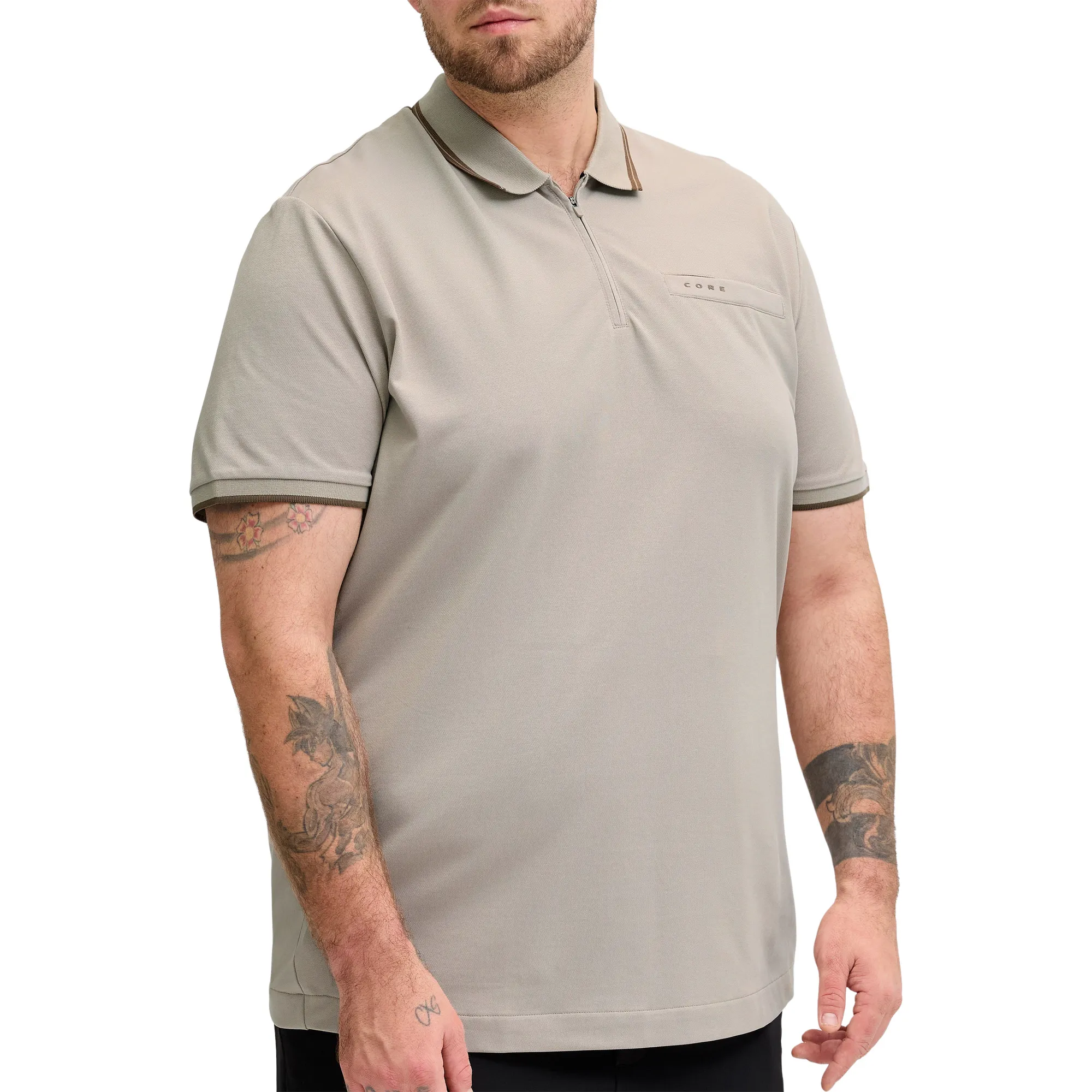 Jack & Jones Fusion Branding Zip Polo Heren (plussize)