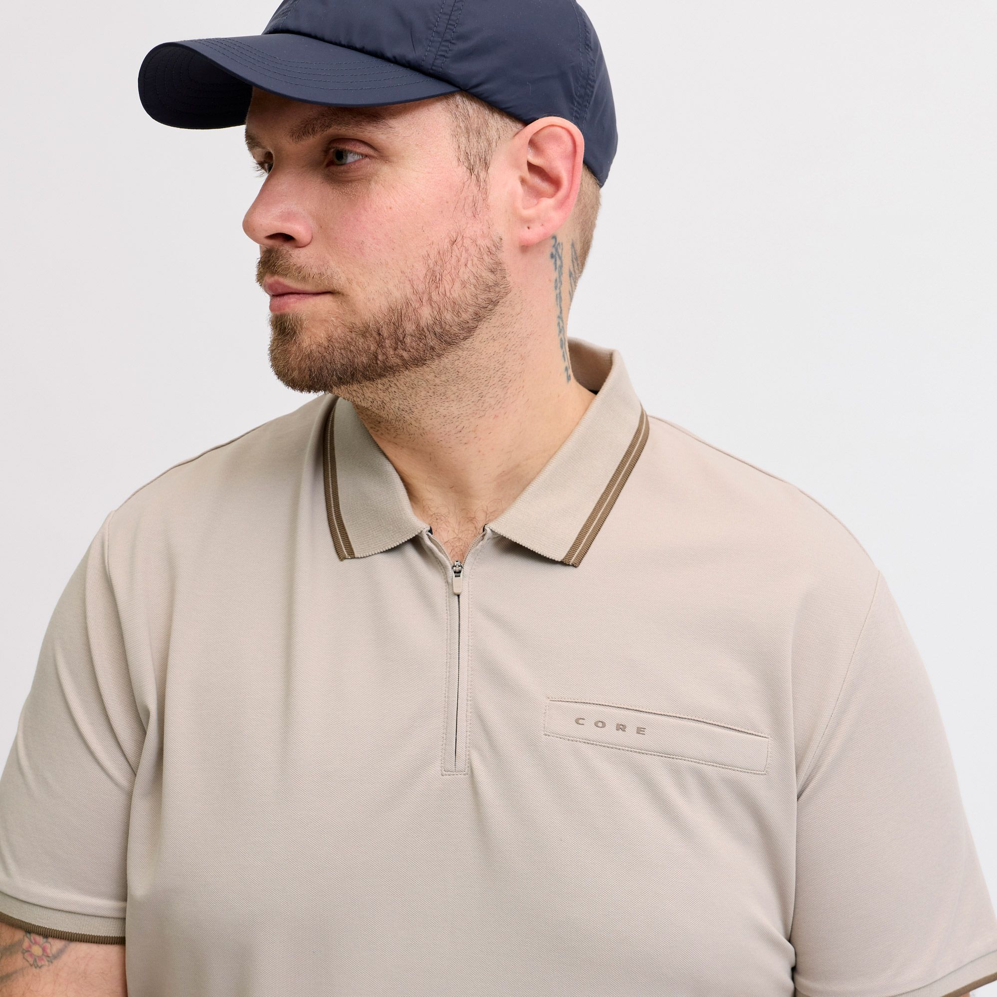 Jack & Jones Fusion Branding Zip Polo Heren (plussize)