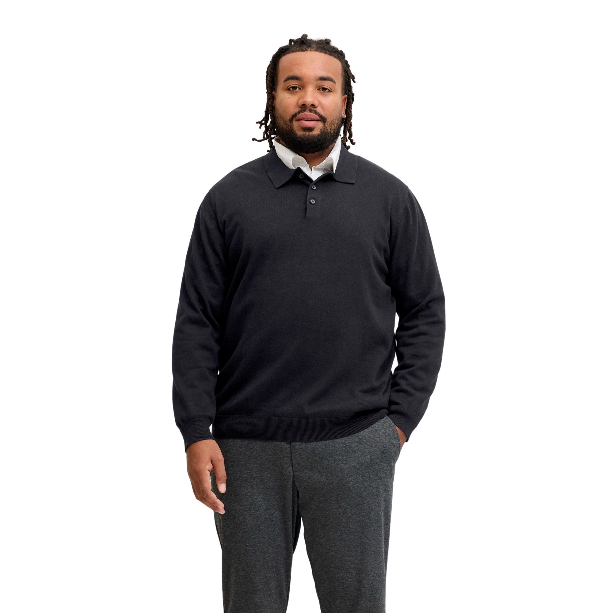 Jack & Jones Basic Knit LS Polo Heren (plussize)