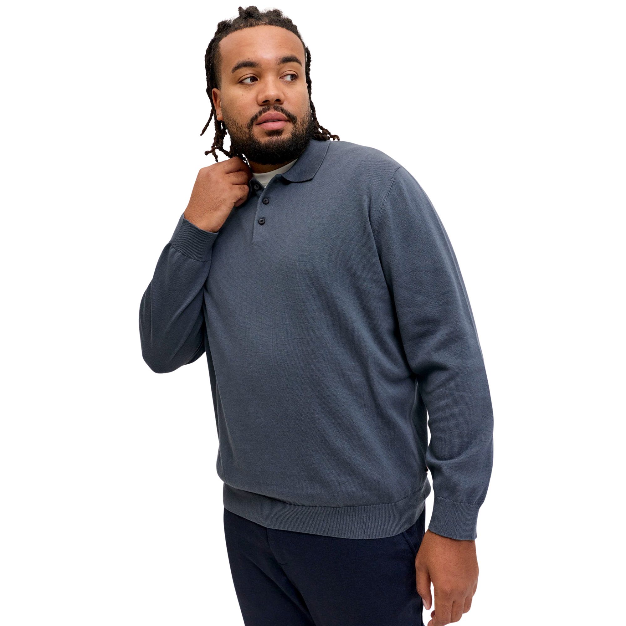 Jack & Jones Basic Knit LS Polo Heren (plussize)