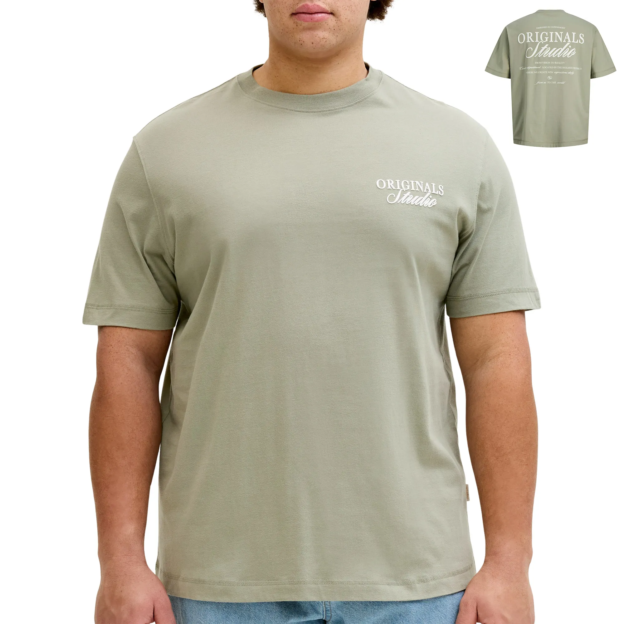 Jack & Jones Norrebro Typo Backprint Crew T-shirt Heren (plussize)