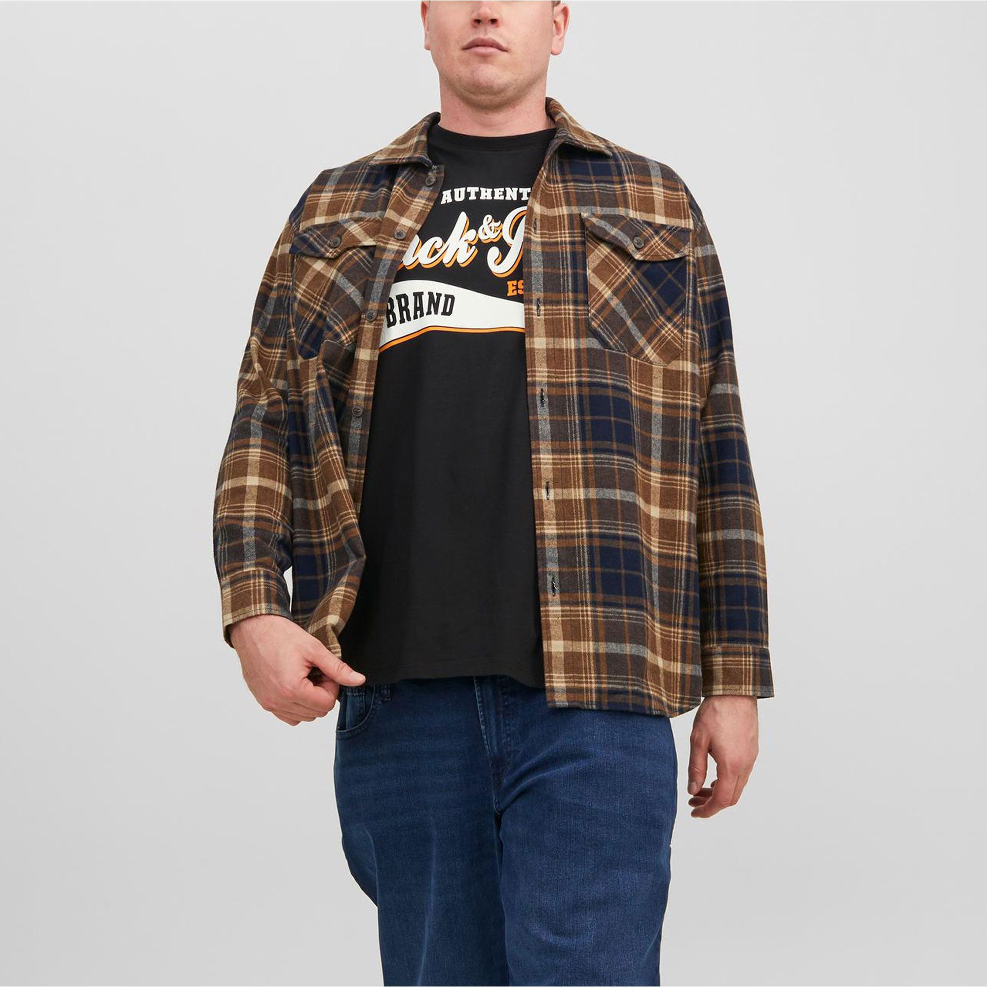 Jack & Jones Essentials Logo SS Crew Shirt Heren (plussize)