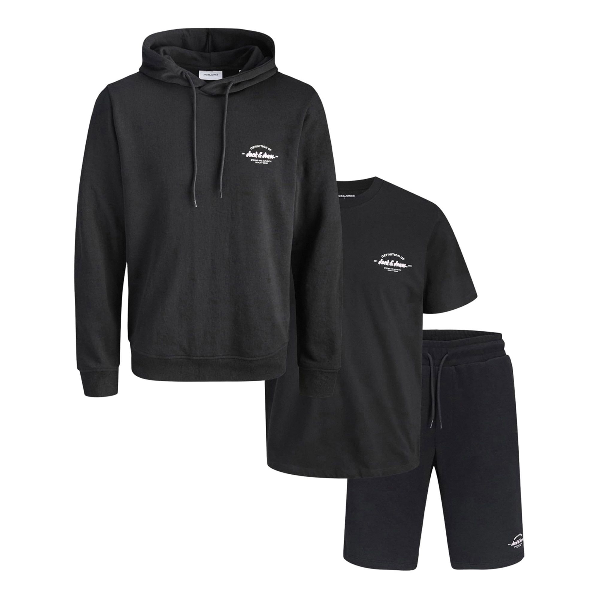 Jack &amp; Jones Brandon Hooded Sweat Tee and Short Set Heren