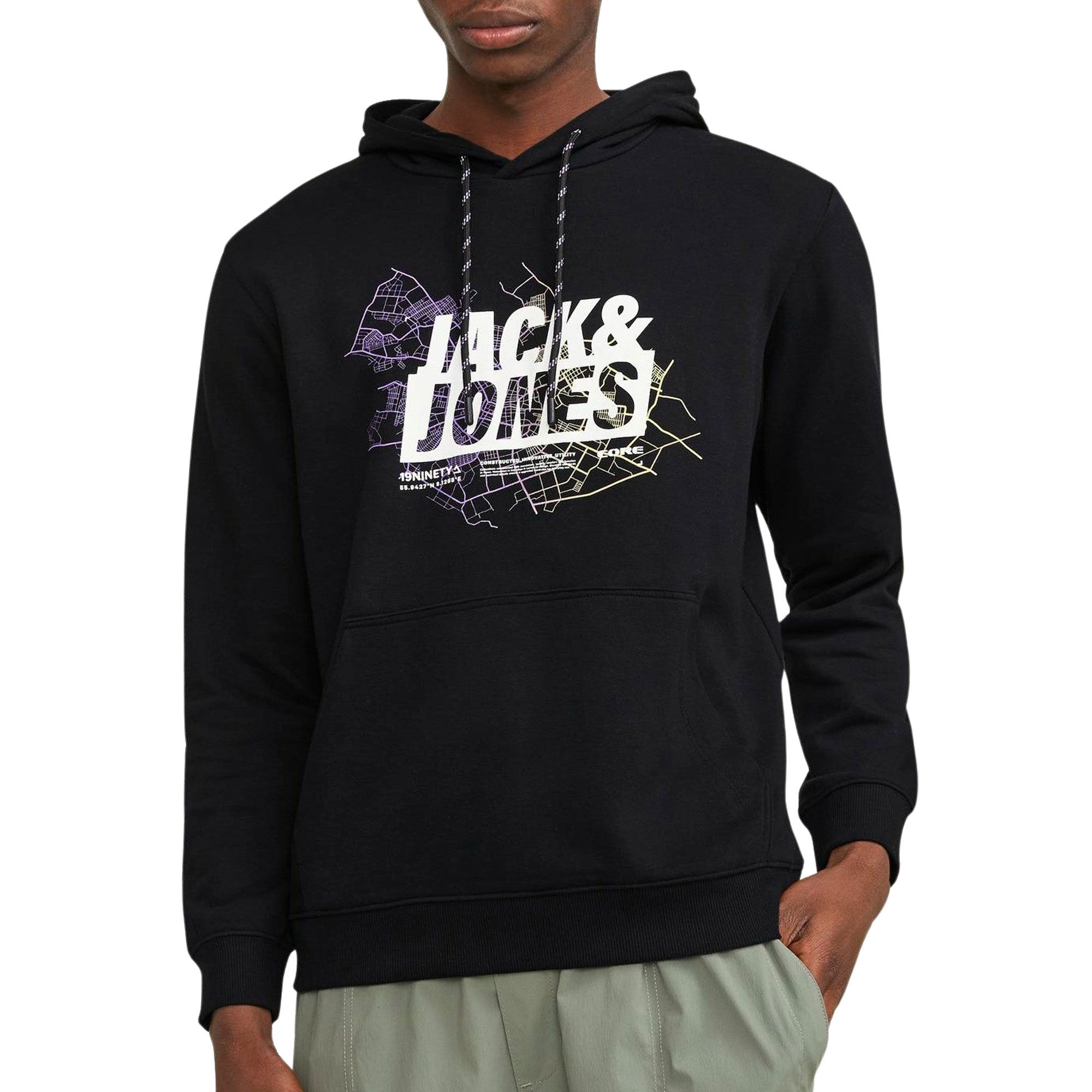 Jack & Jones Map Logo Sweat Hoodie Heren