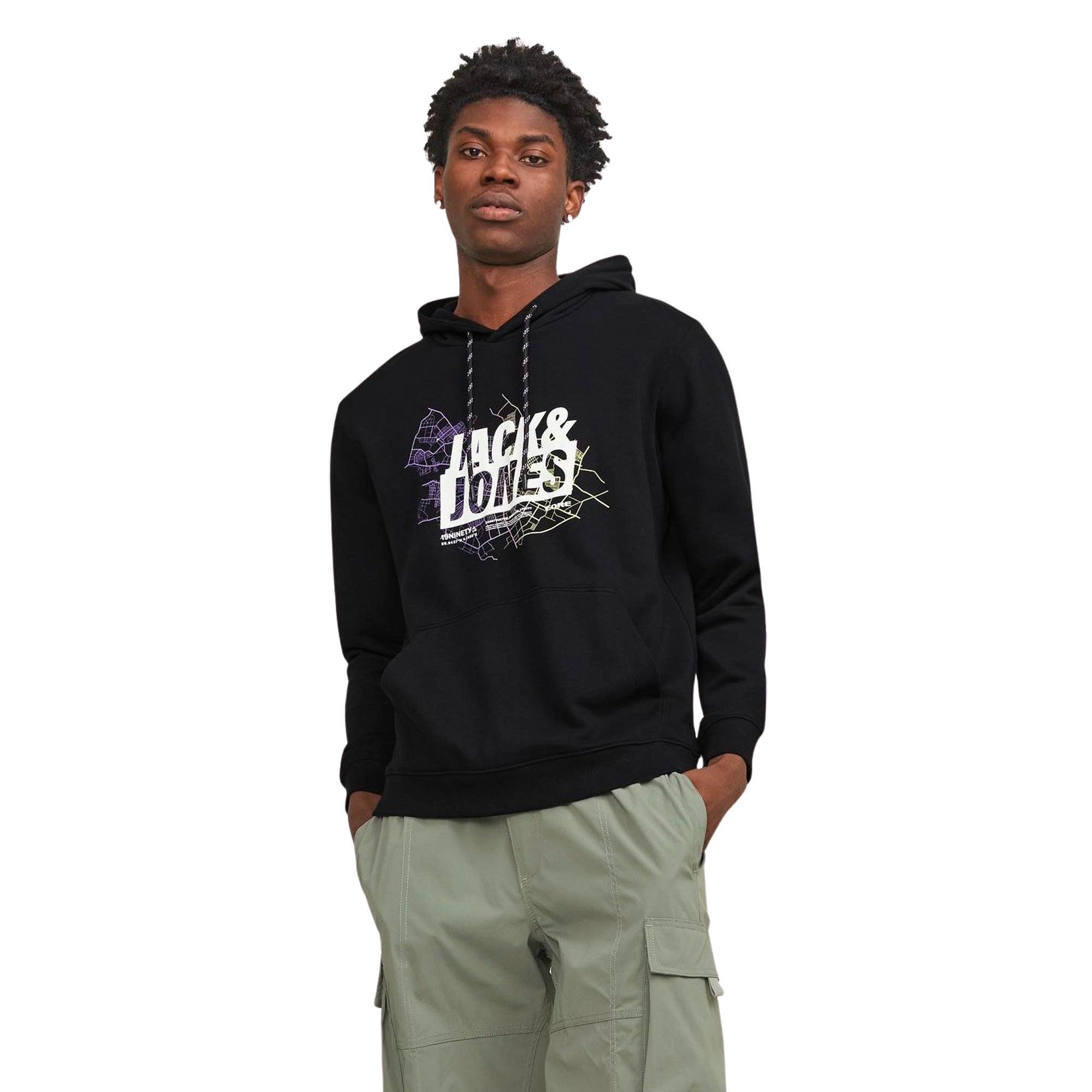 Jack & Jones Map Logo Sweat Hoodie Heren