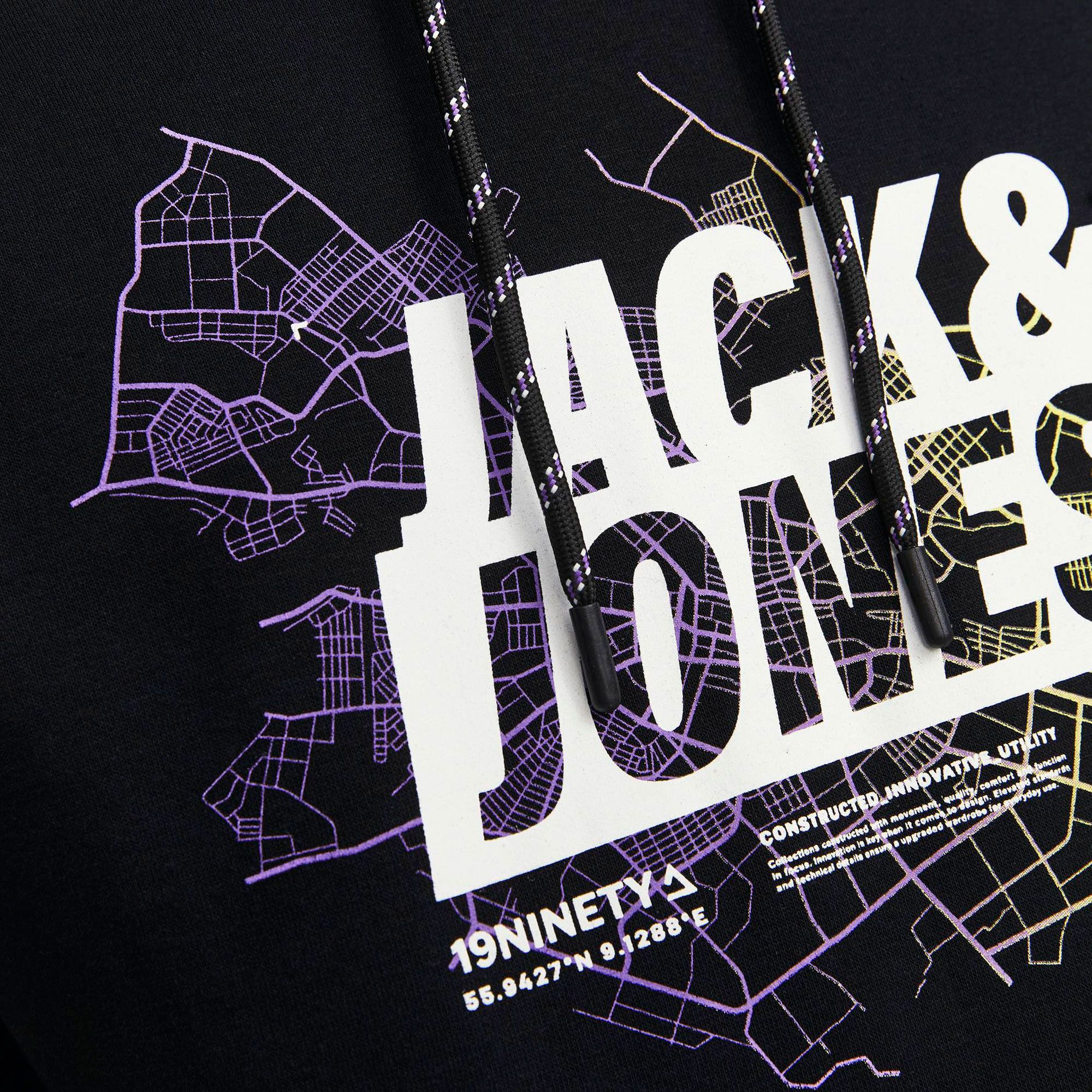 Jack & Jones Map Logo Sweat Hoodie Heren